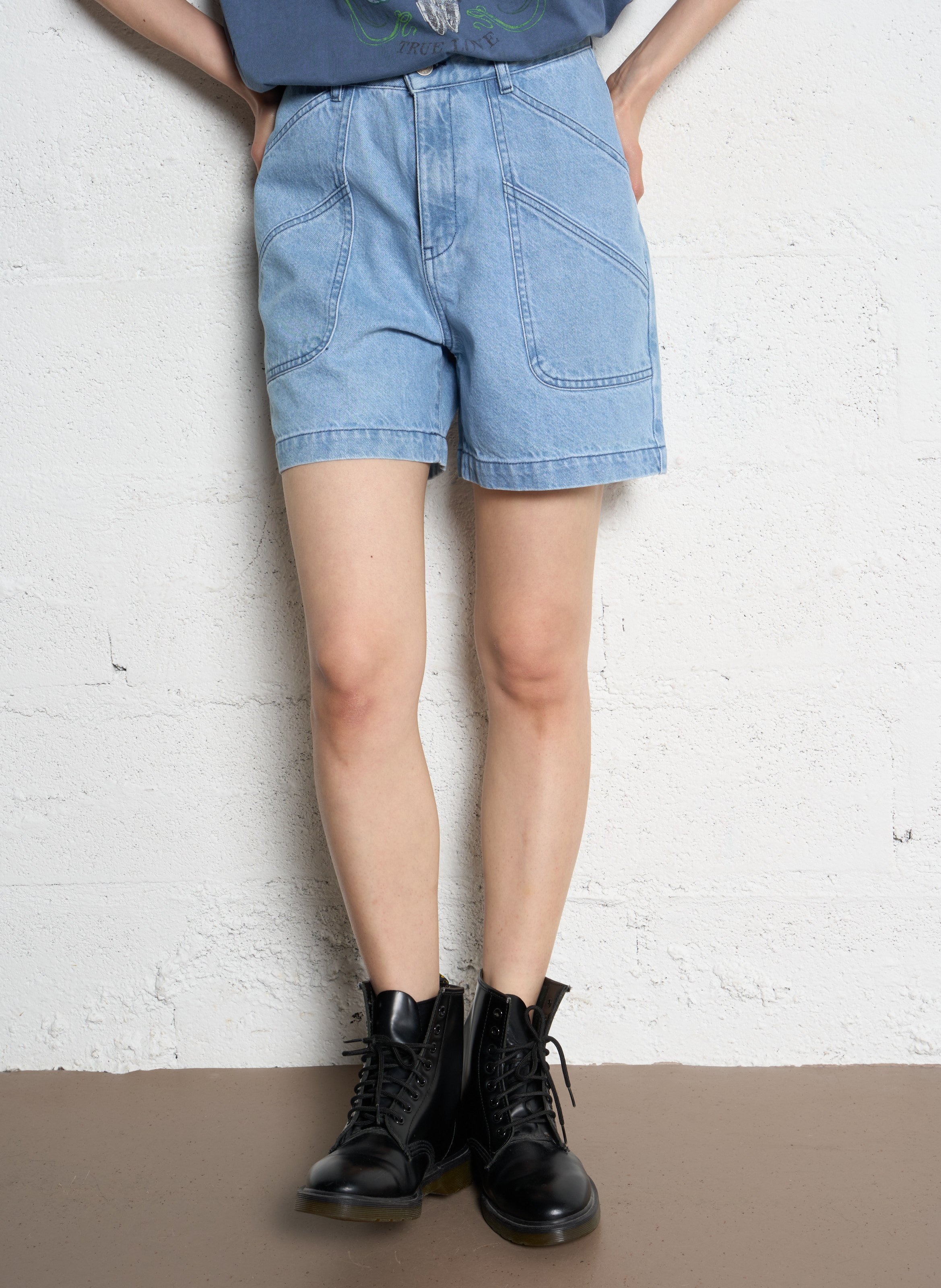 Short droit en coton IKKS Bleu