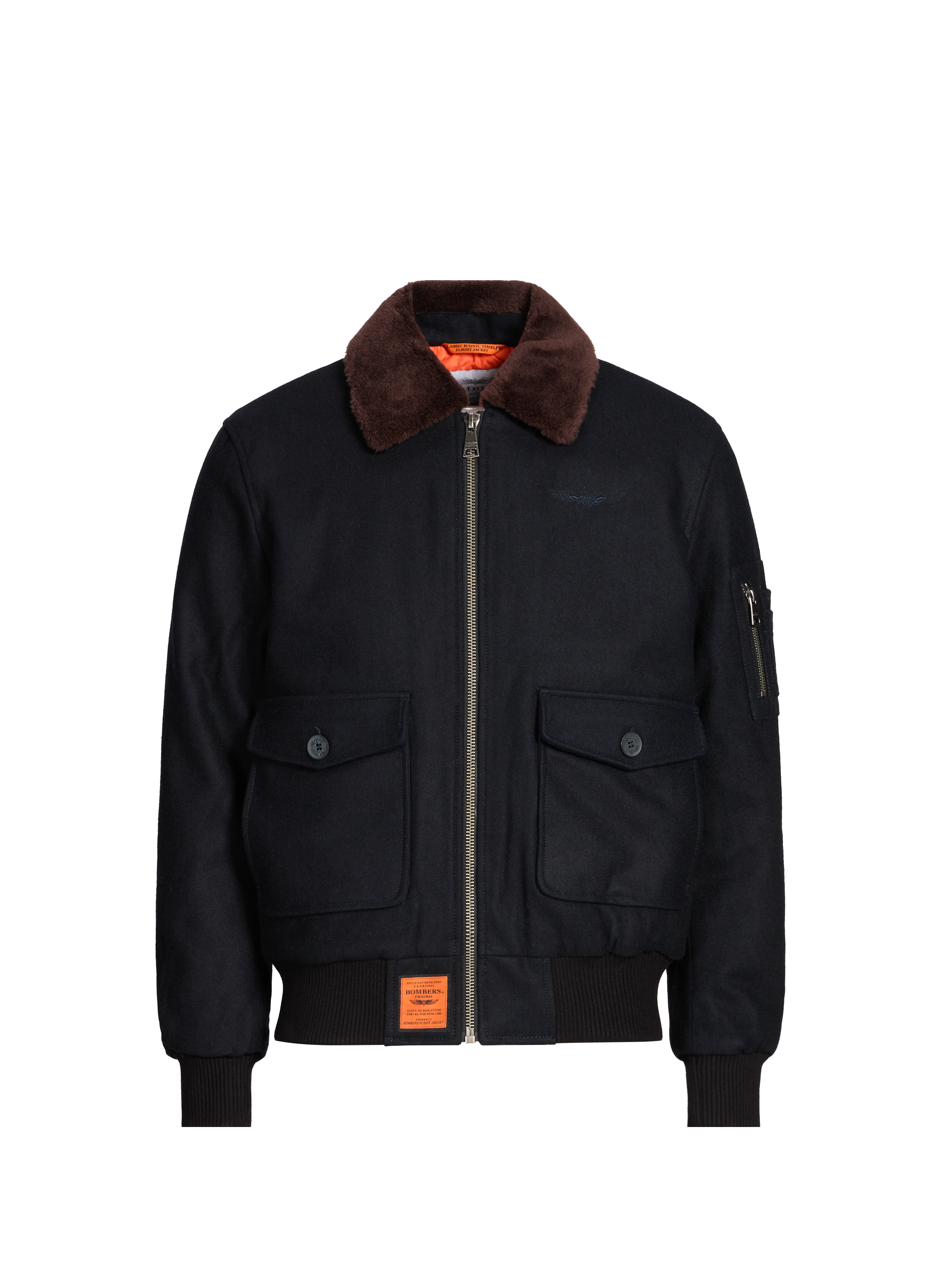 Veste ample à col contrasté en laine mélangée BOMBERS ORIGINAL Bleu