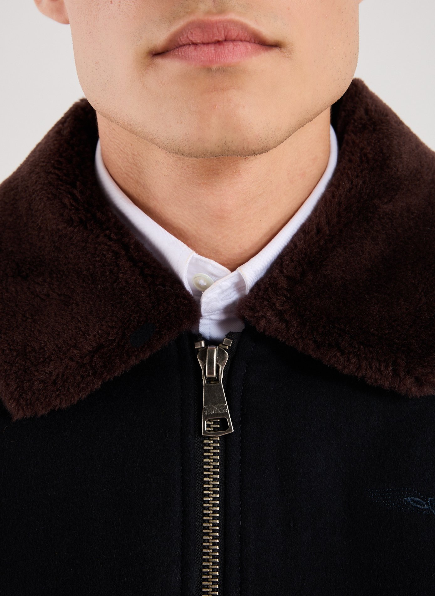 Veste ample à col contrasté en laine mélangée BOMBERS ORIGINAL Bleu