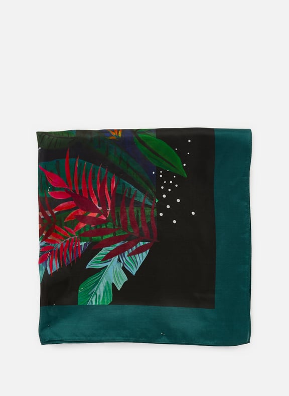 Floral printed silk scarf Blue by WILD WILD Floral printed silk scarf Blue