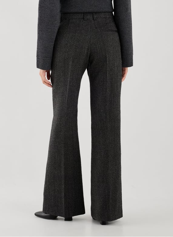 Boot-cut wool woven trousers | Black by COURRÈGES Boot-cut wool woven trousers Black