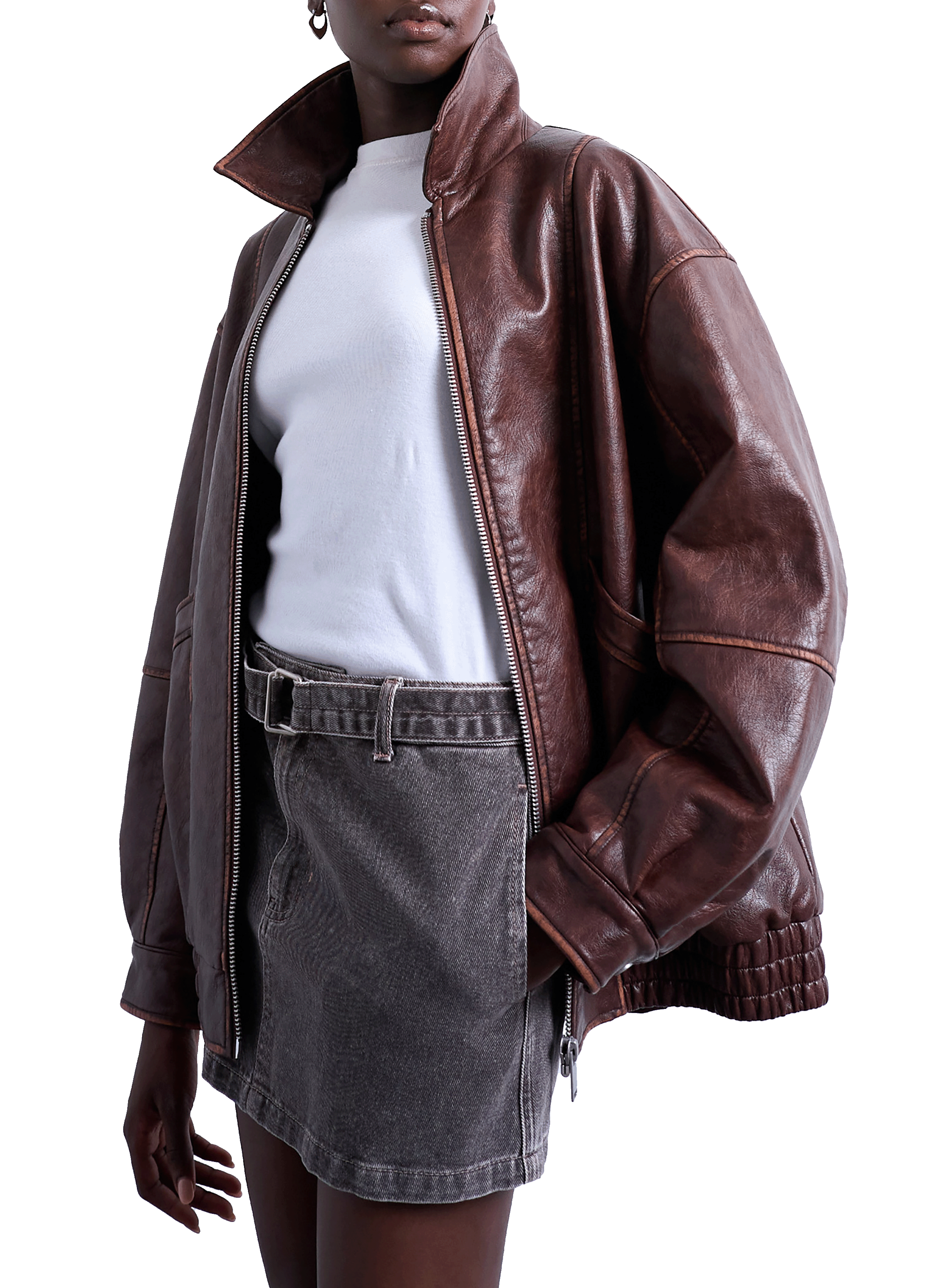 TOPSHOP Oversized jacket with classic collar Brown