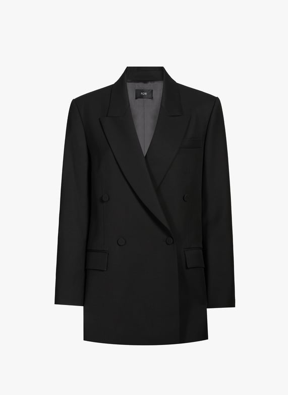 Veste large col tailleur en laine mélangée Noir R2w Femme