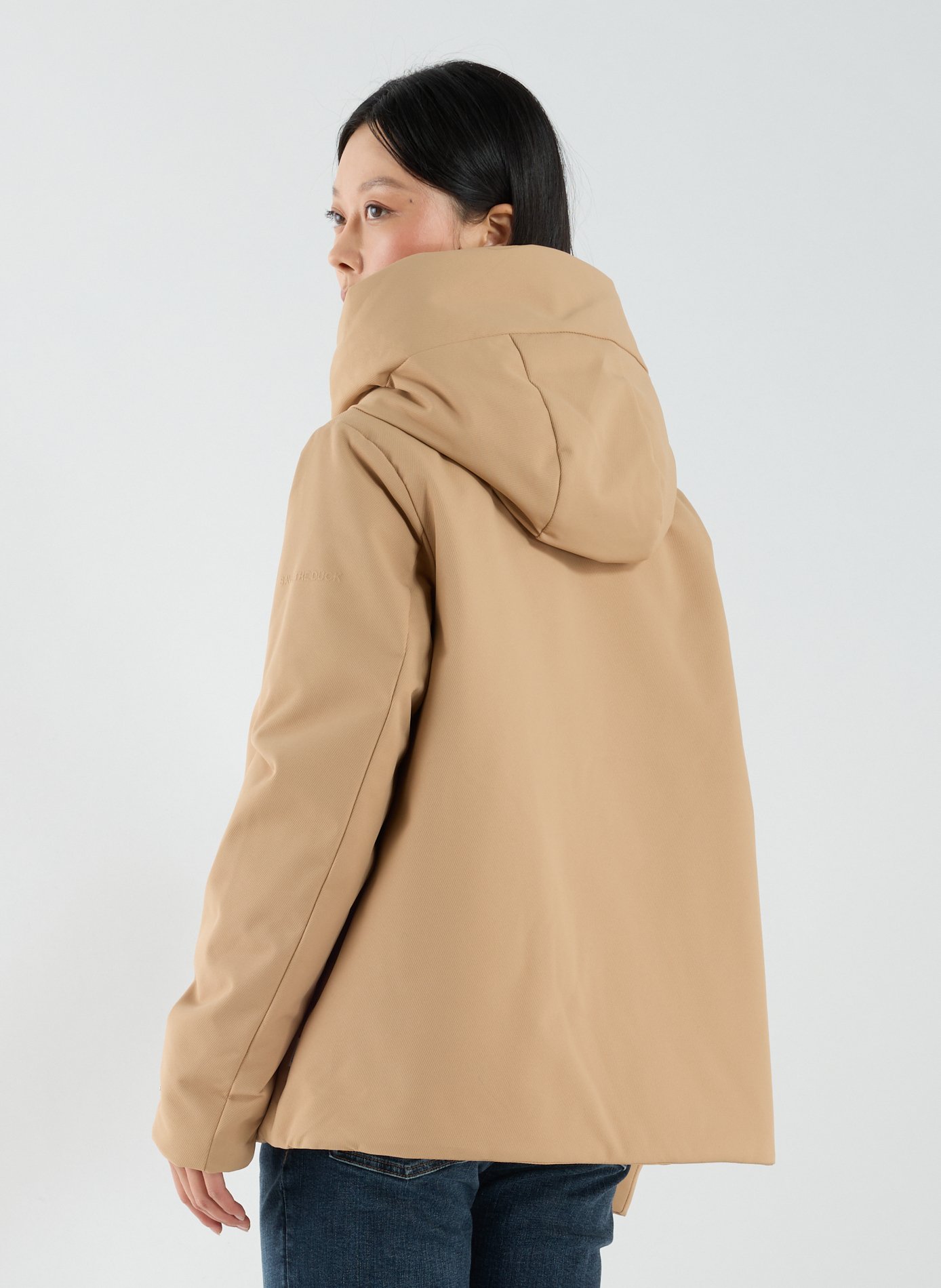 Short jacket with hood and high collar SAVE THE DUCK Beige