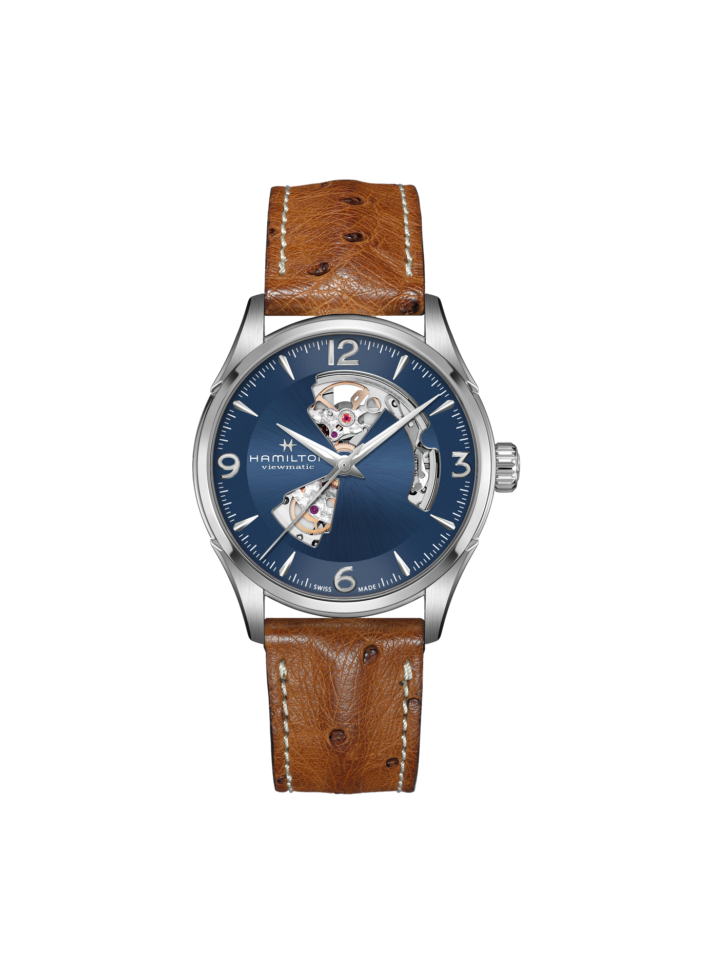 Montre automatique en cuir et acier inoxydable HAMILTON Argent