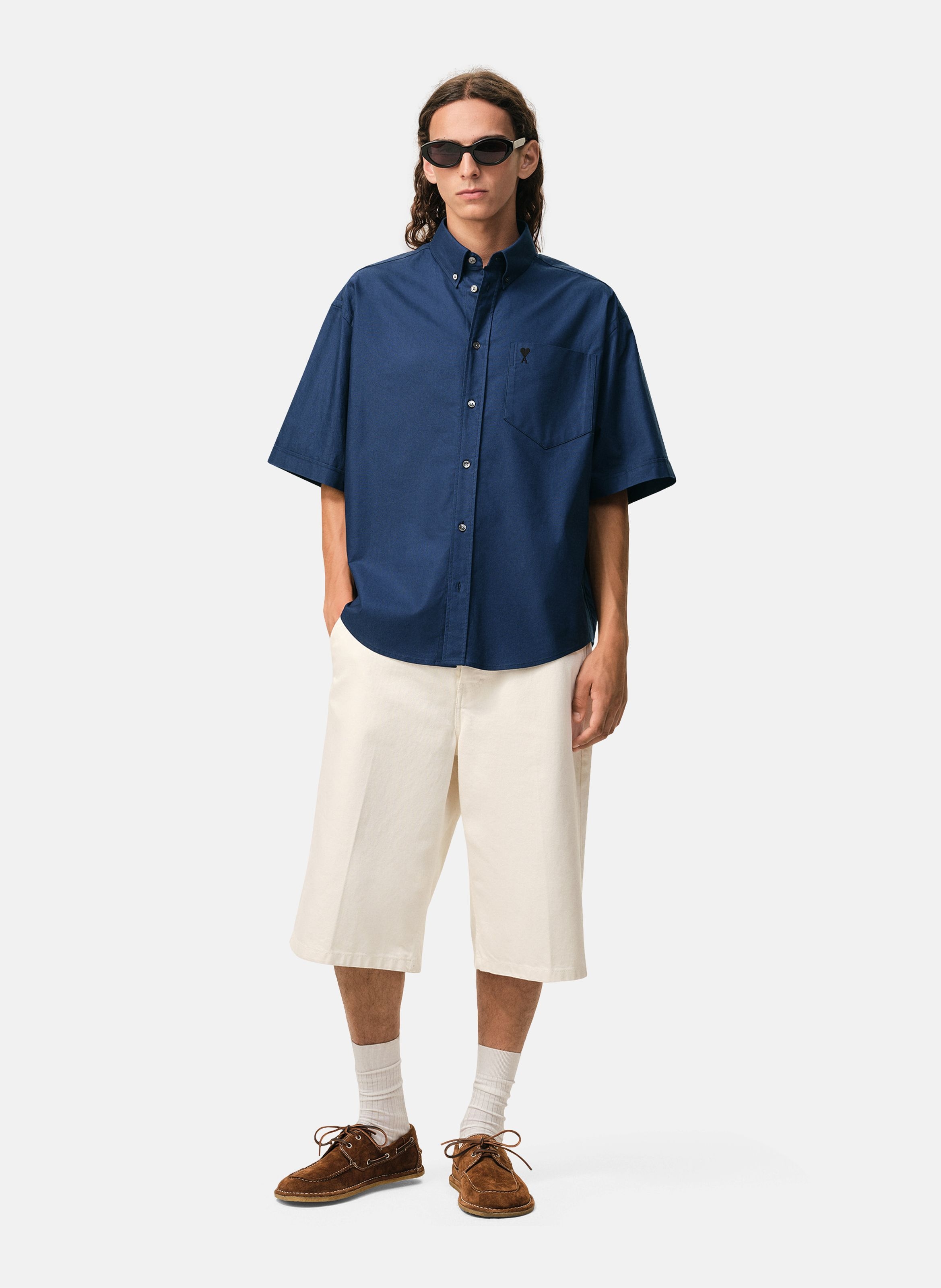 Chemise boxy ami de coeur en coton AMI PARIS Bleu