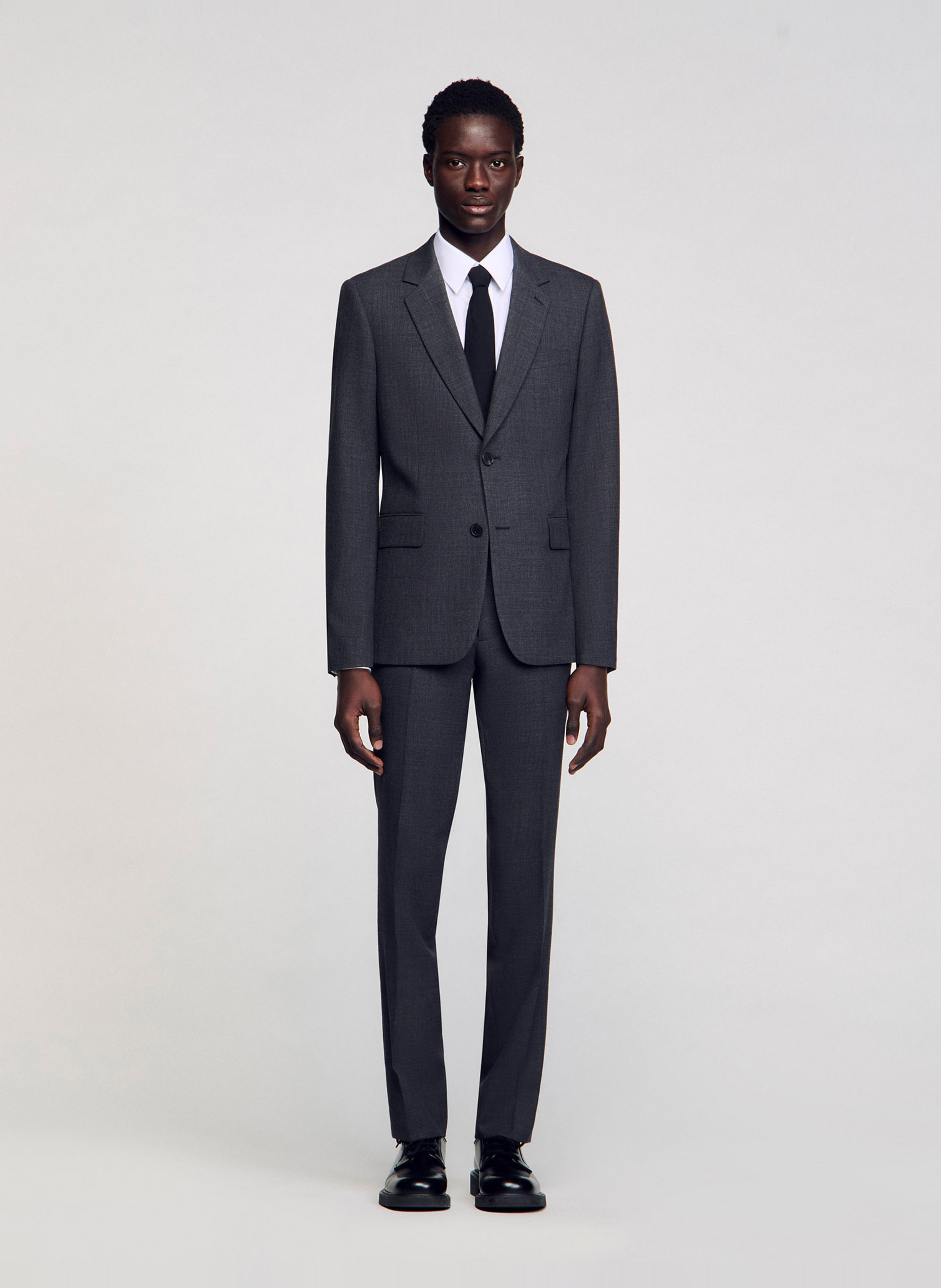 Veste col tailleur en laine SANDRO Gris