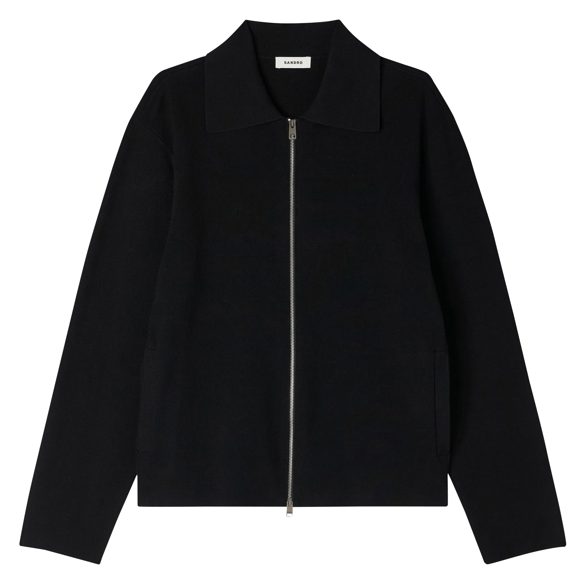 Cardigan droit zippé uni SANDRO Noir