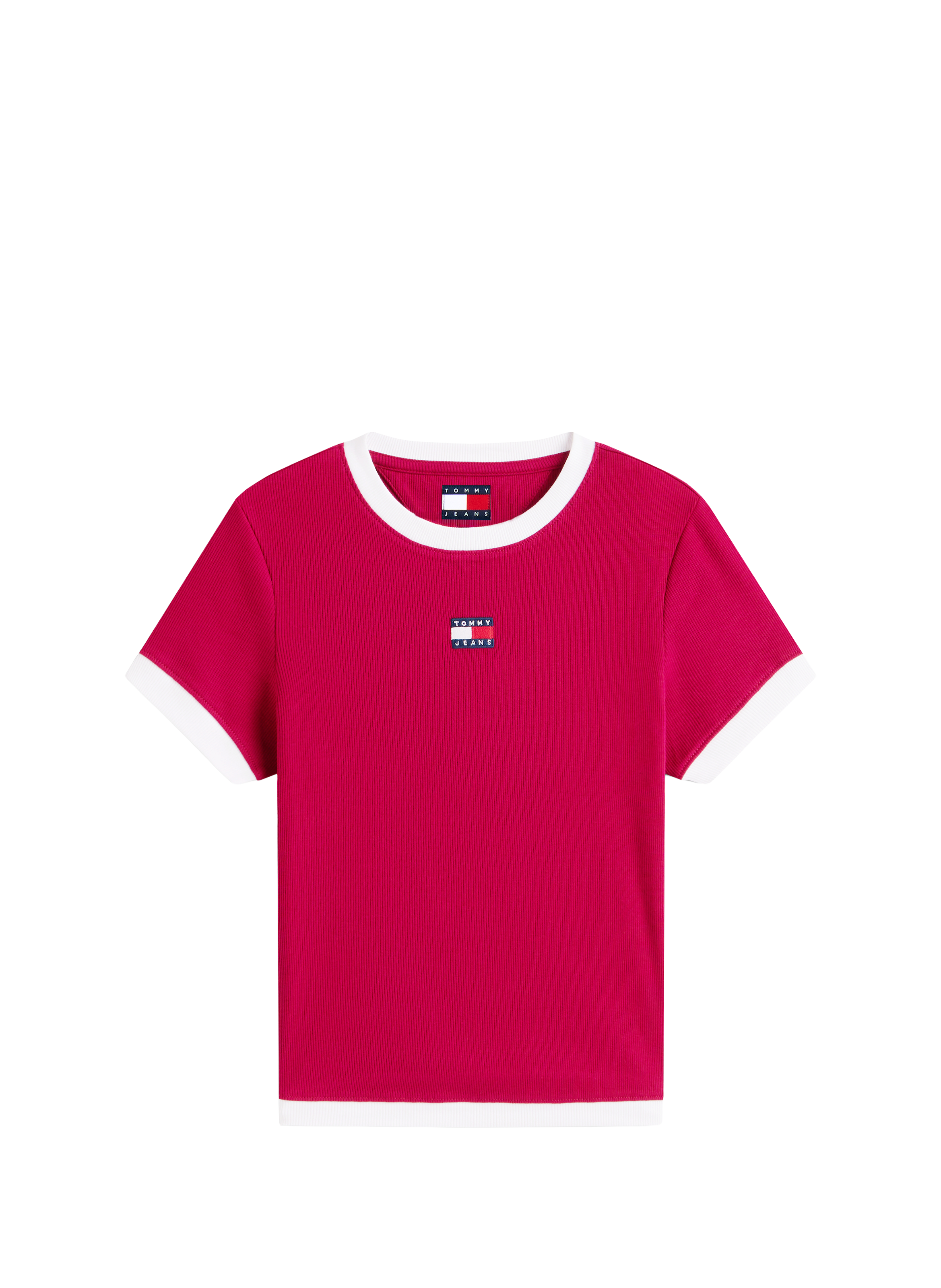 T-shirt côtelé en coton mélangé TOMMY HILFIGER Rouge