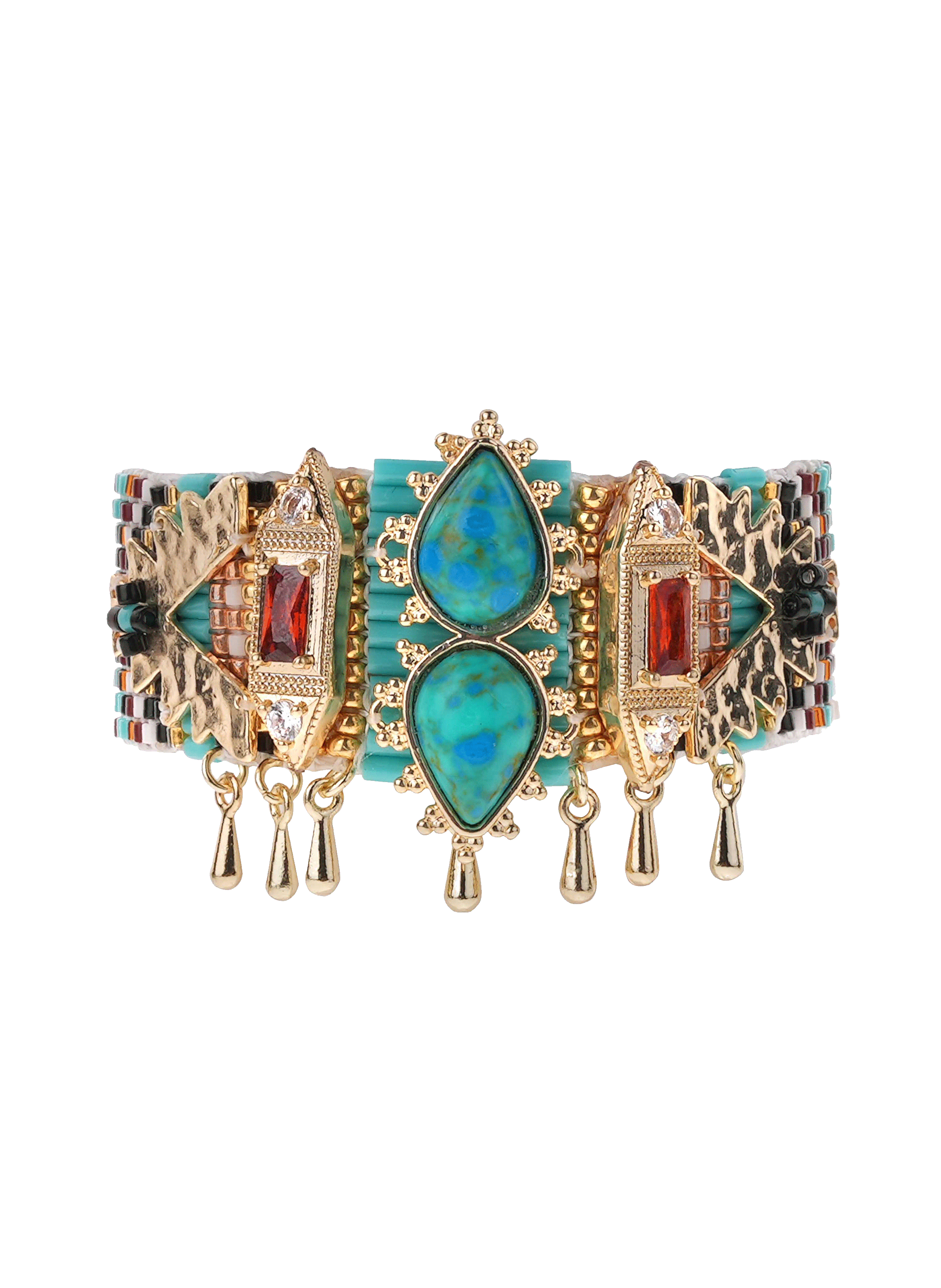 Bracelet manchette perles tissées ranya HIPANEMA Bleu