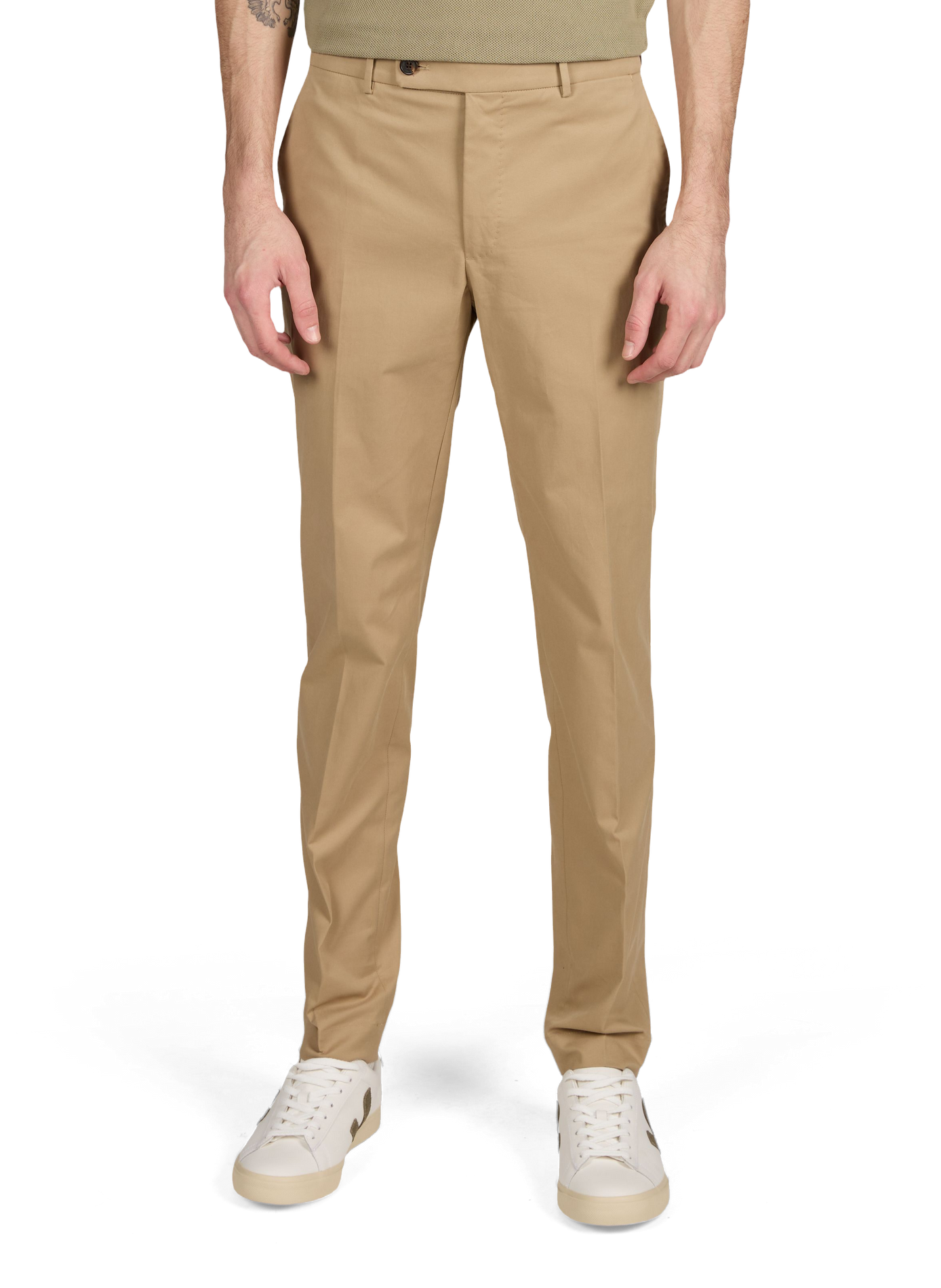 Pantalon slim en coton mélangé SLOWEAR Beige