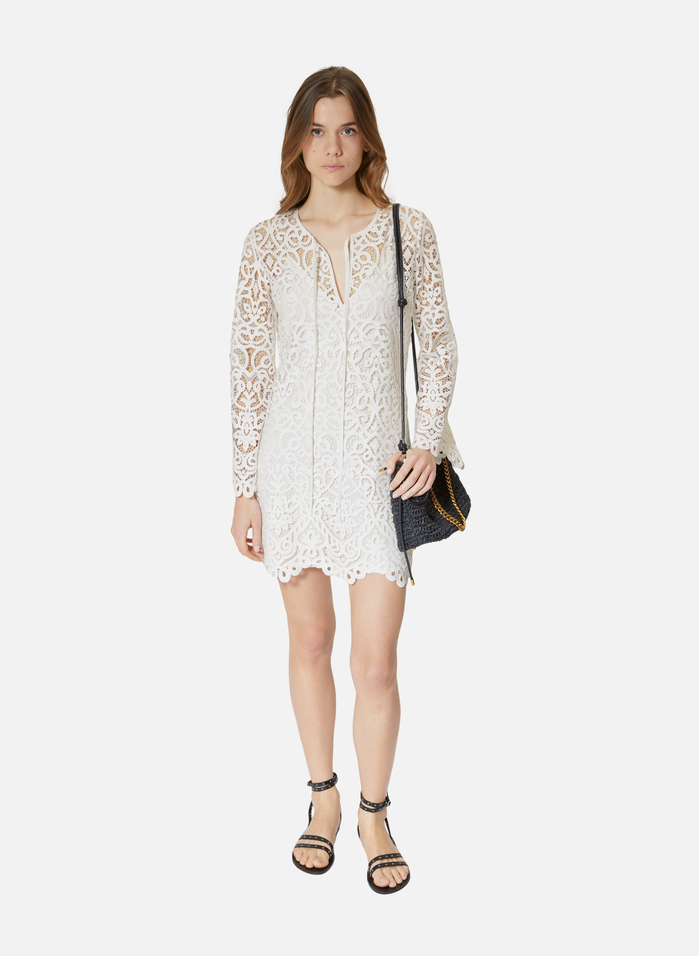 Robe courte en dentelle THE KOOPLES Blanc