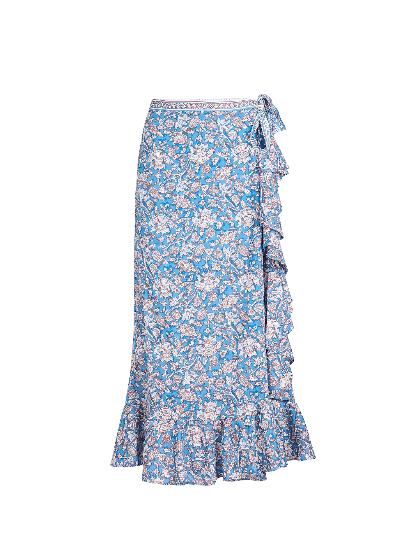 Flared skirt with ruffled motifs Imelda in cotton LOUISE MISHA Blue