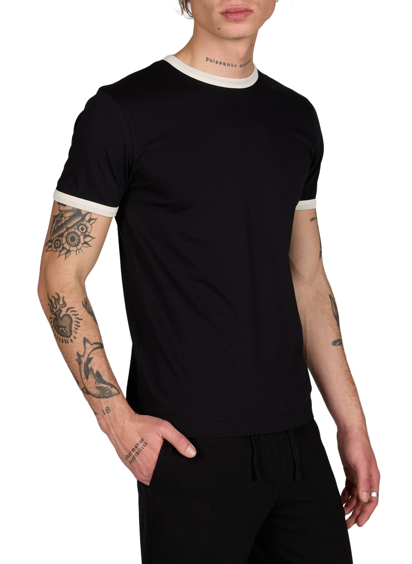 Classic Cotton T-Shirt AU PRINTEMPS PARIS Black