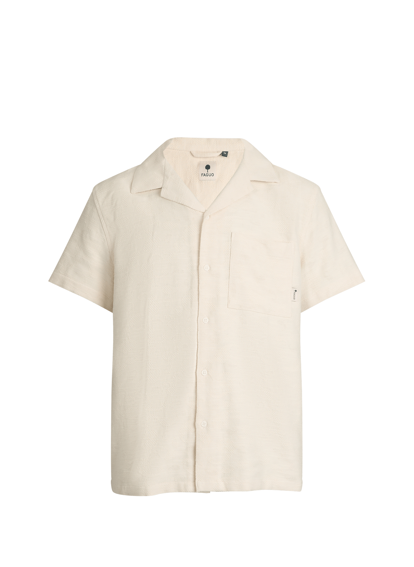 Chemise droite manches courtes en coton mélangé FAGUO Beige