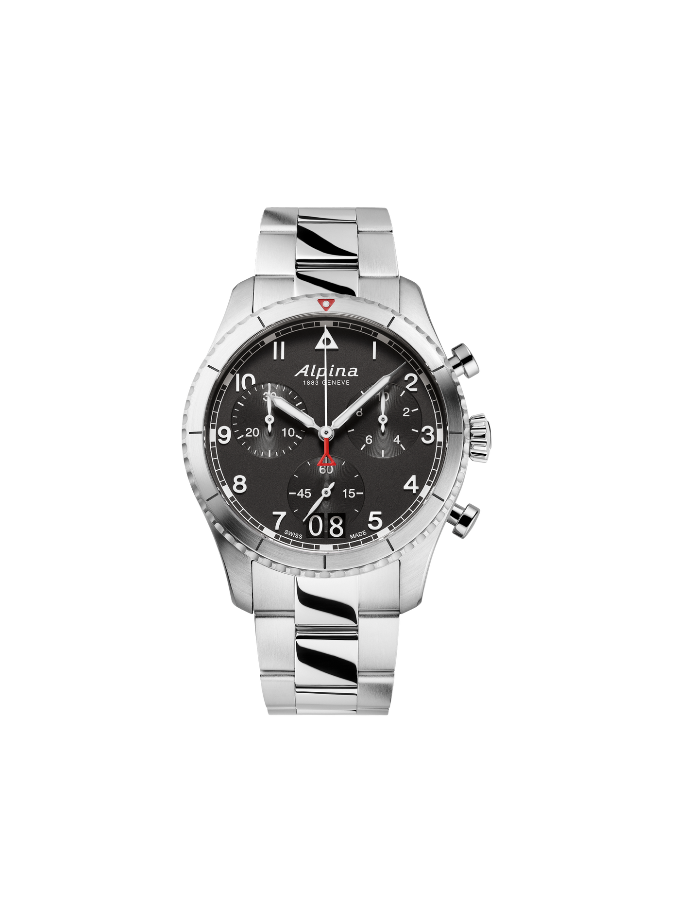 Montre quartz Pilot Quartz Chronograph en acier inoxydable ALPINA Noir