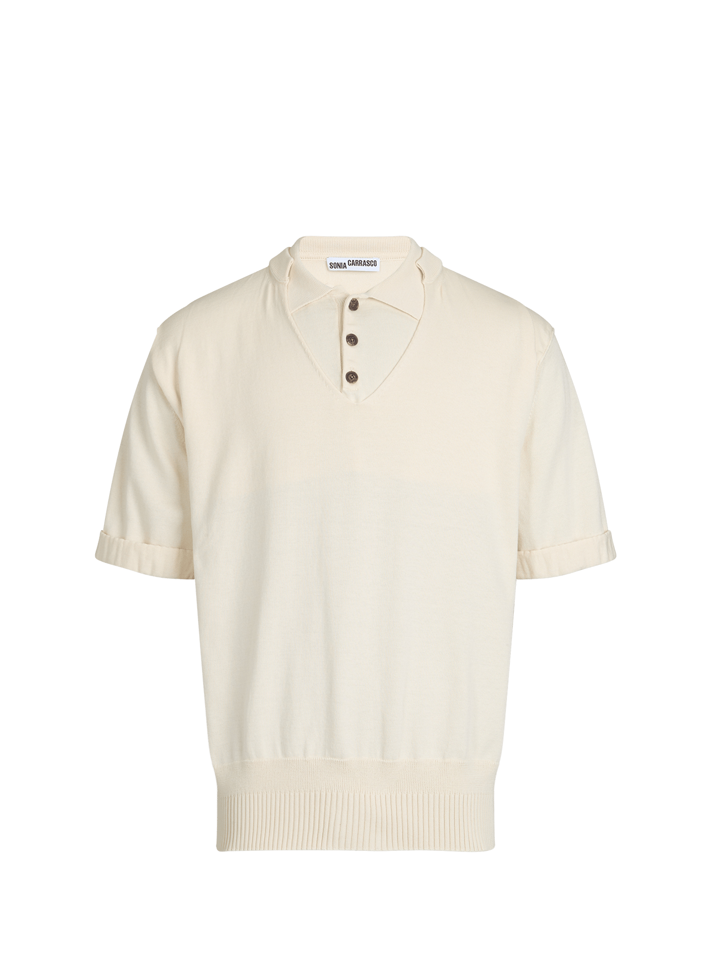 Cotton and silk polo SONIA CARRASCO Beige