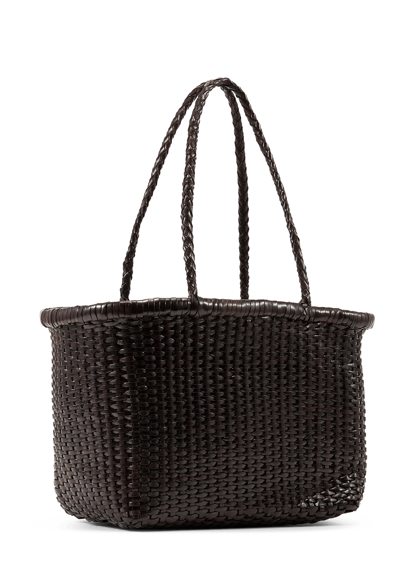 Sac panier B Weave Small en cuir tressé DRAGON DIFFUSION Marron