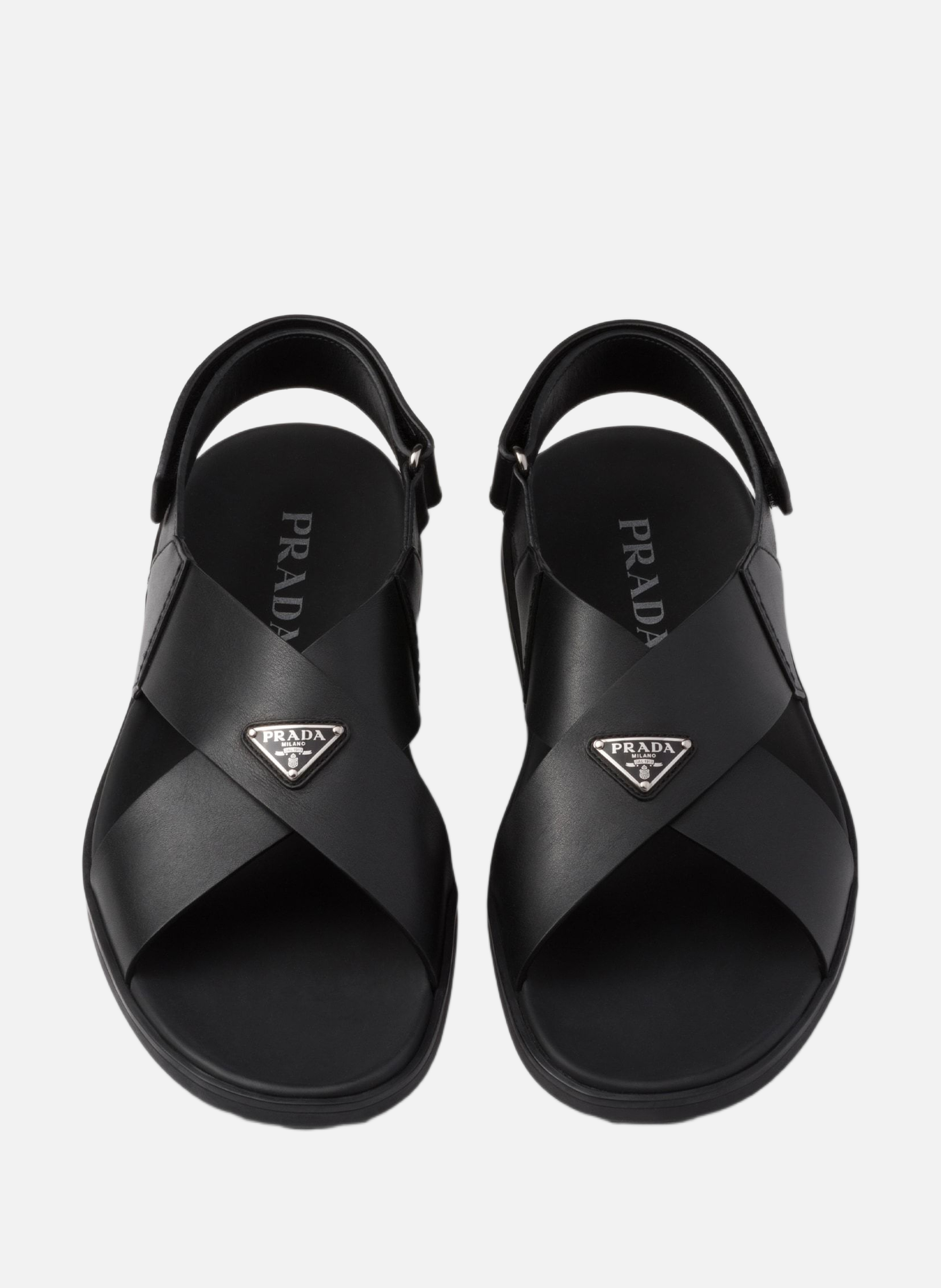 Sandales croisées en cuir PRADA Noir