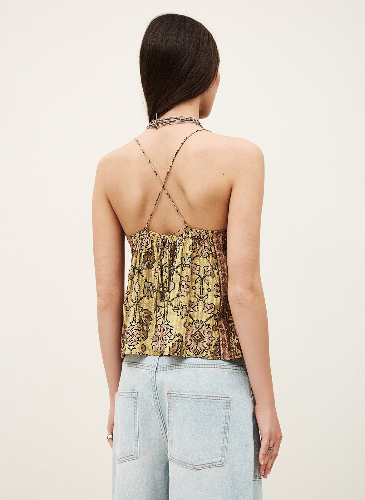 Top col droit imprimé pamela BA&SH Jaune