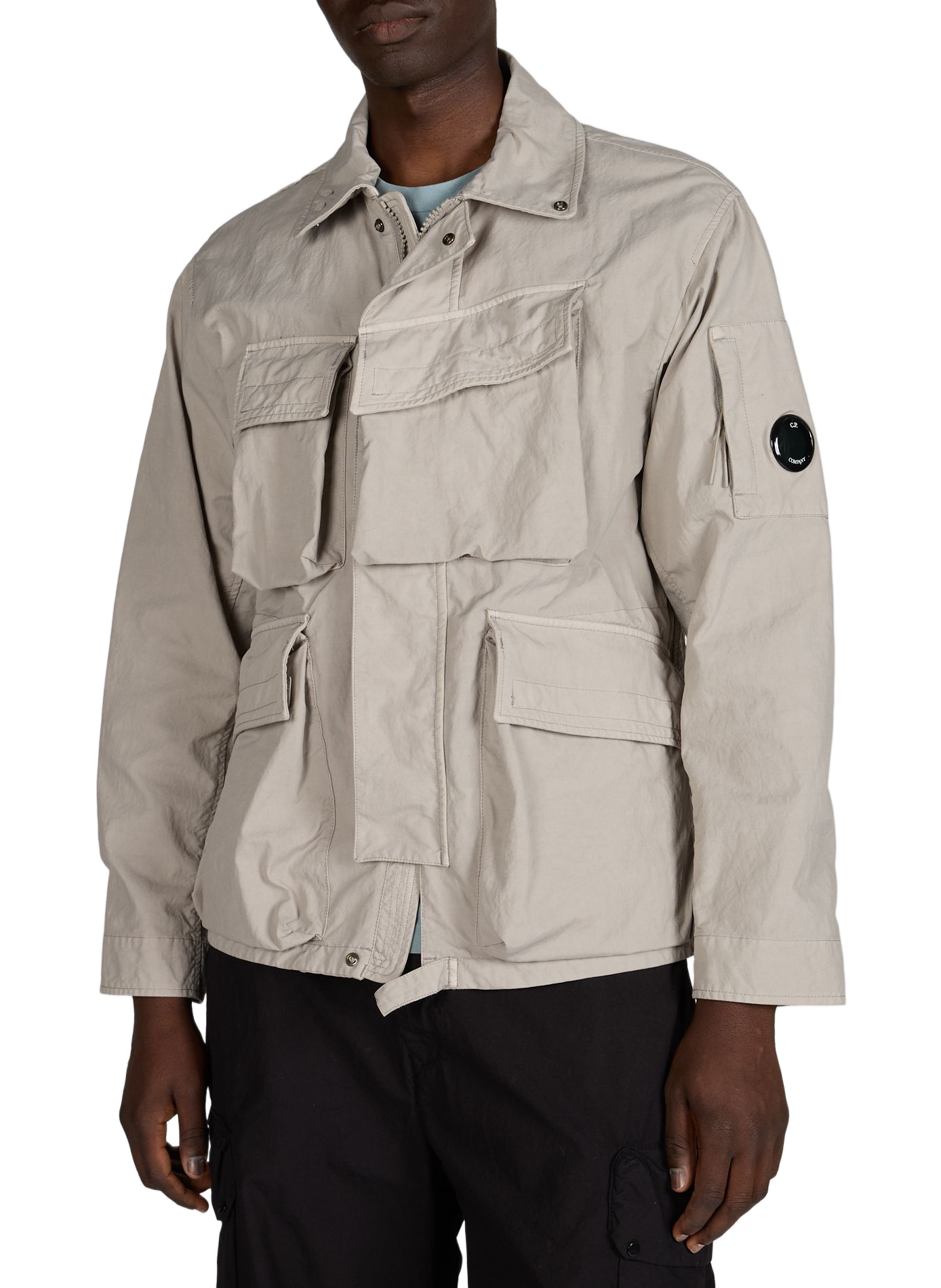 Straight jacket with multiple pockets and high collar CP COMPANY Beige