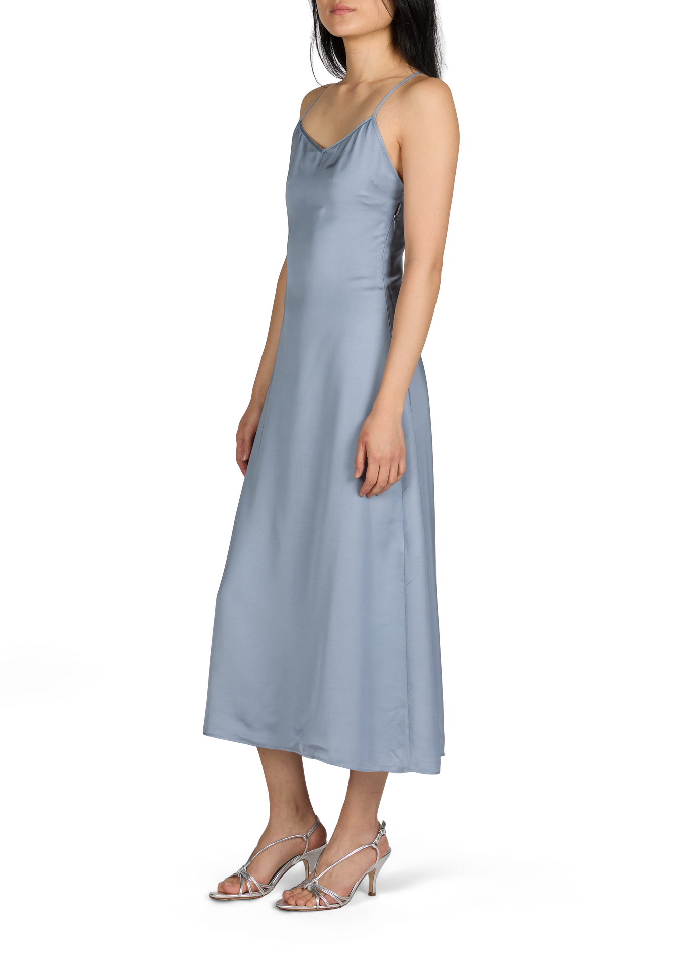 Sandales à talon en cuir métallisé AEYDE Argent