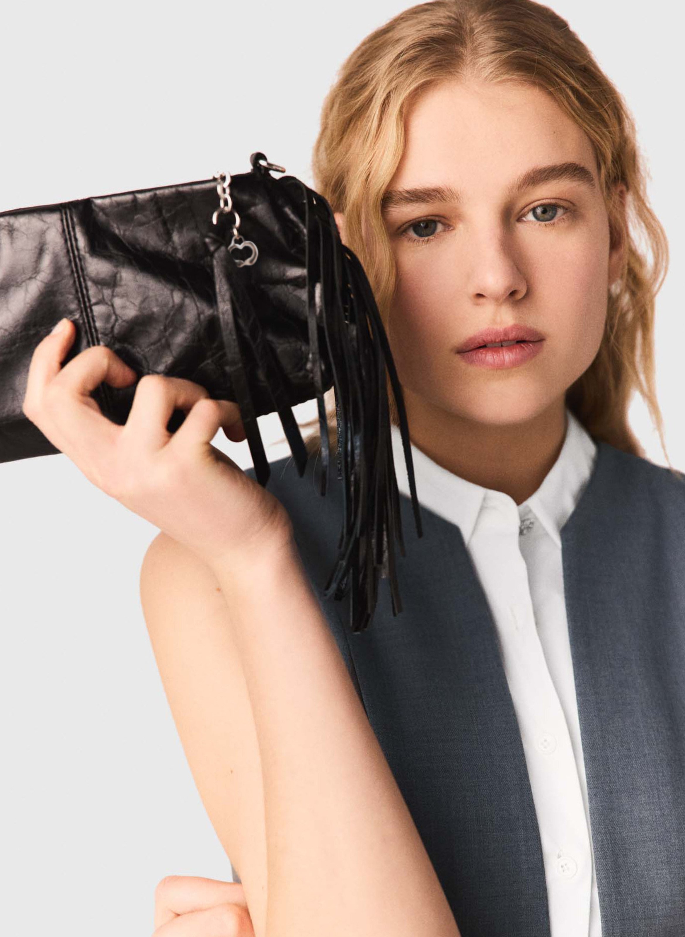 Pochette en cuir miss m pouch MAJE Noir