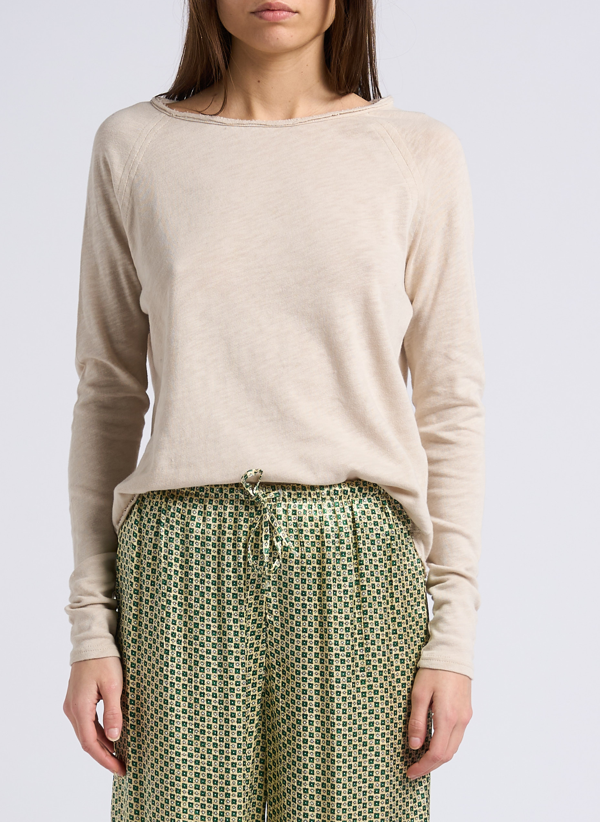 Tee-shirt à col bateau en coton sonoma AMERICAN VINTAGE Beige