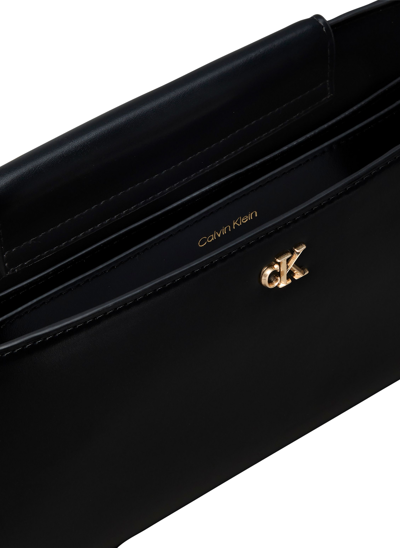 Bolso de mano con logo metálico dorado CALVIN KLEIN Negro