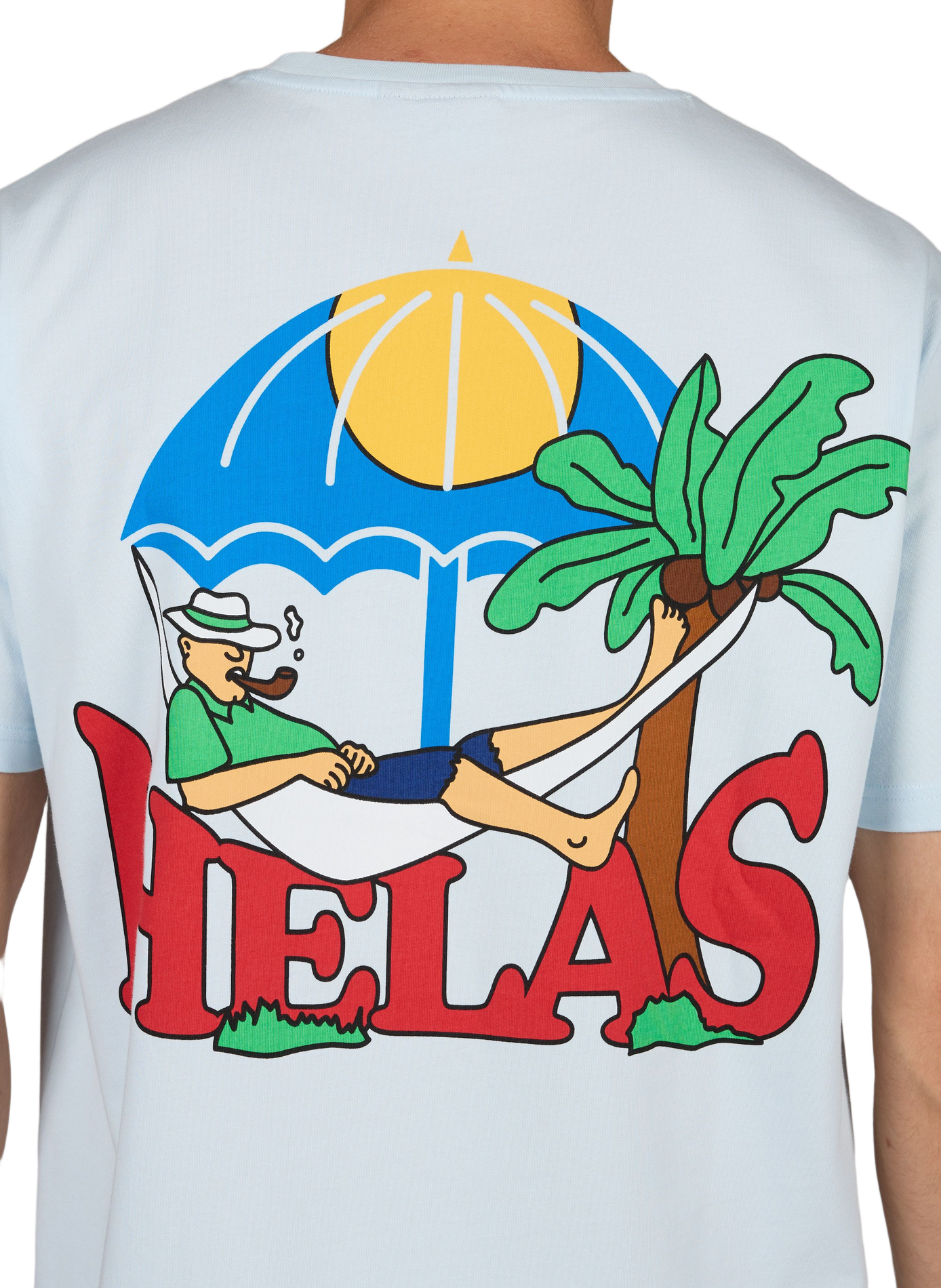 Round neck screen-printed t-shirt HELAS CAPS Blue