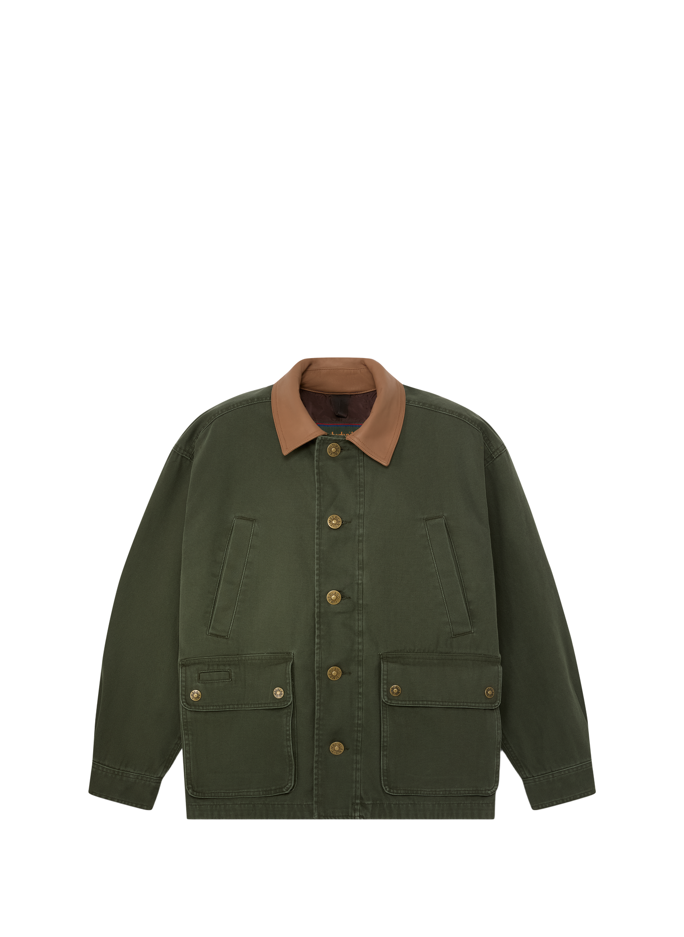 Gerade geschnittene Jacke mit kontrastierendem Kragen aus Baumwolle TIMBERLAND Grun