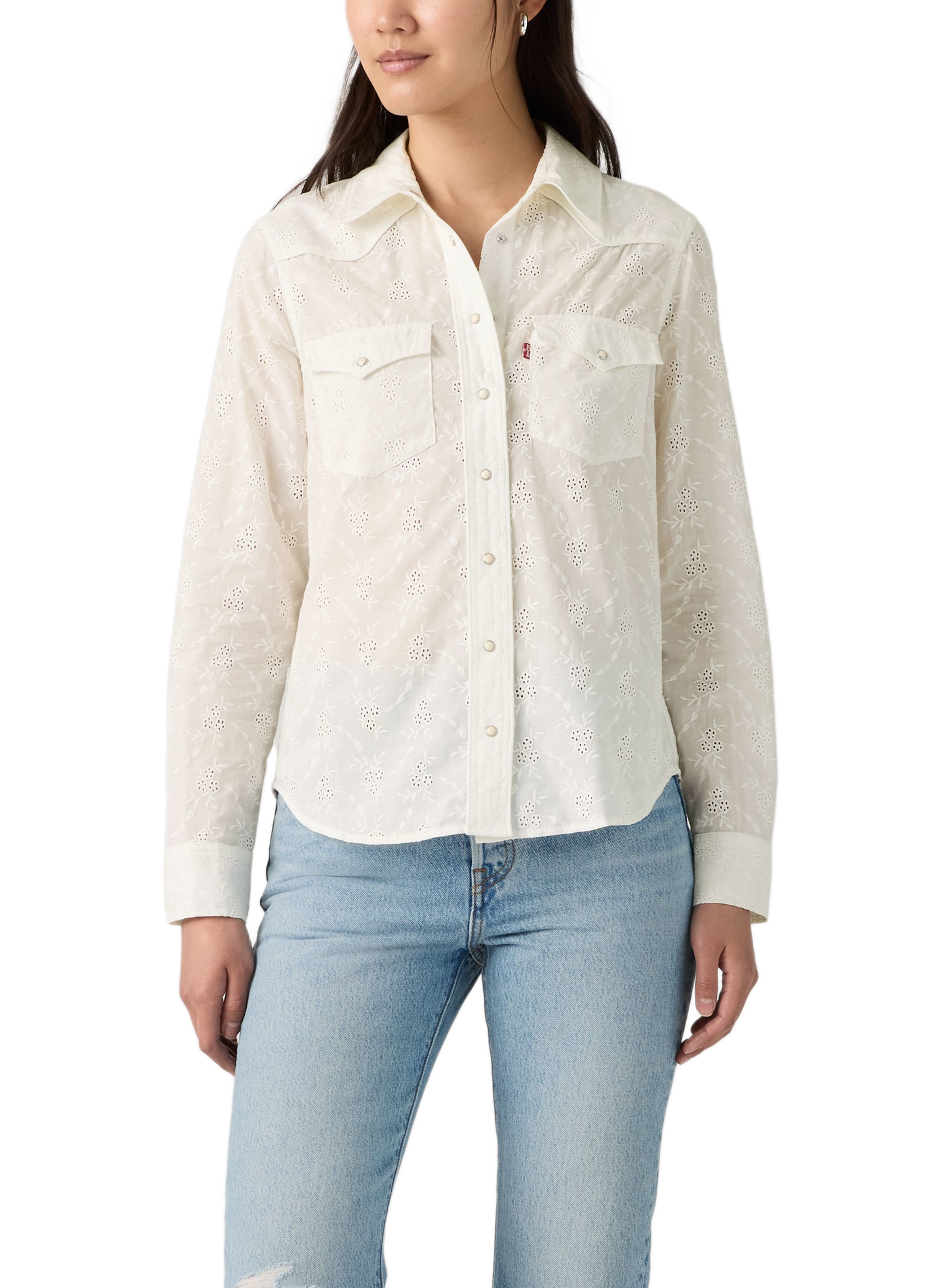 Rechte blouse met klassieke kraag en ajourdetails in katoen LEVI'S Wit