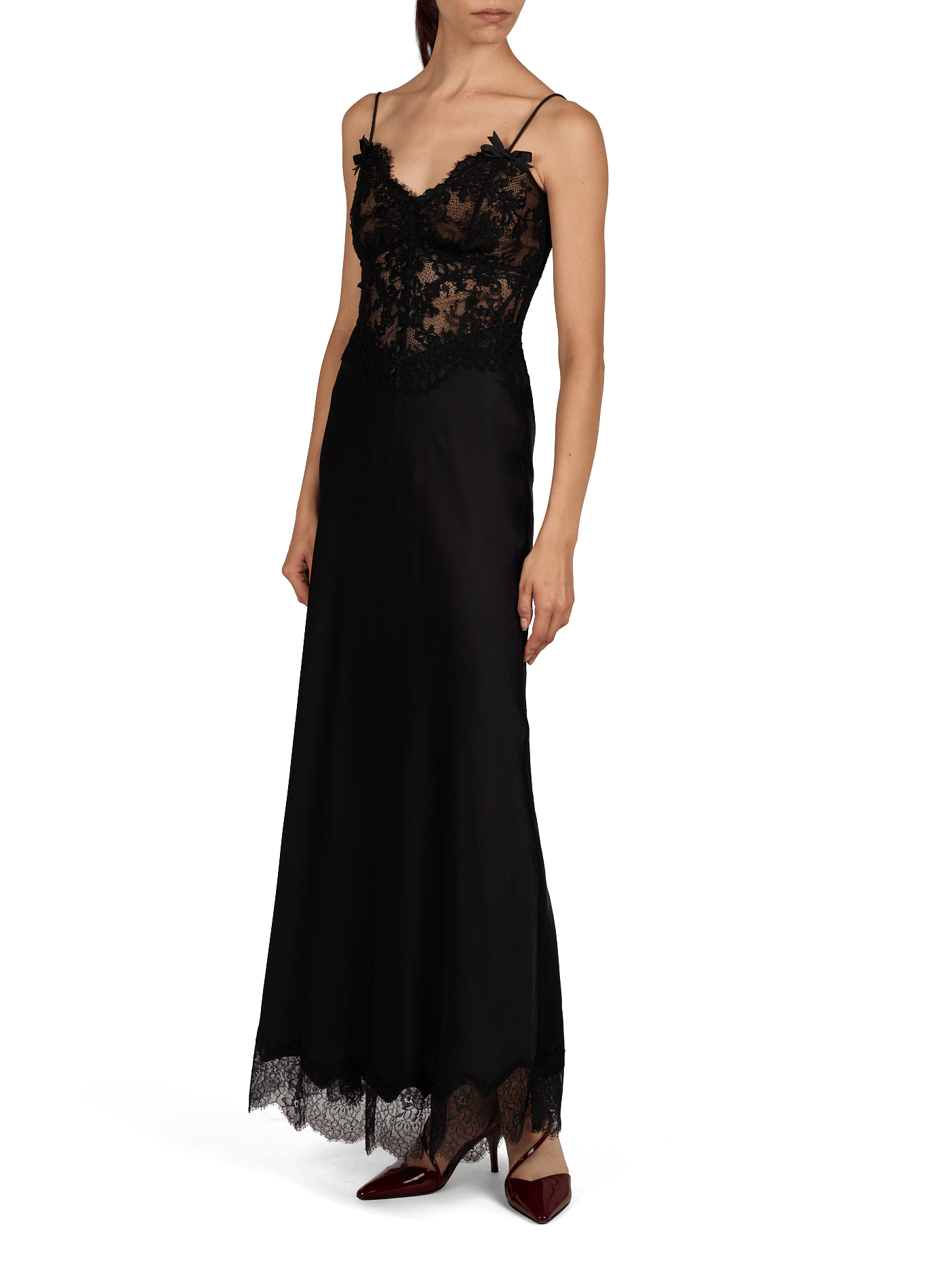 Langes eng anliegendes Kleid mit Spitze SELF PORTRAIT Schwarz