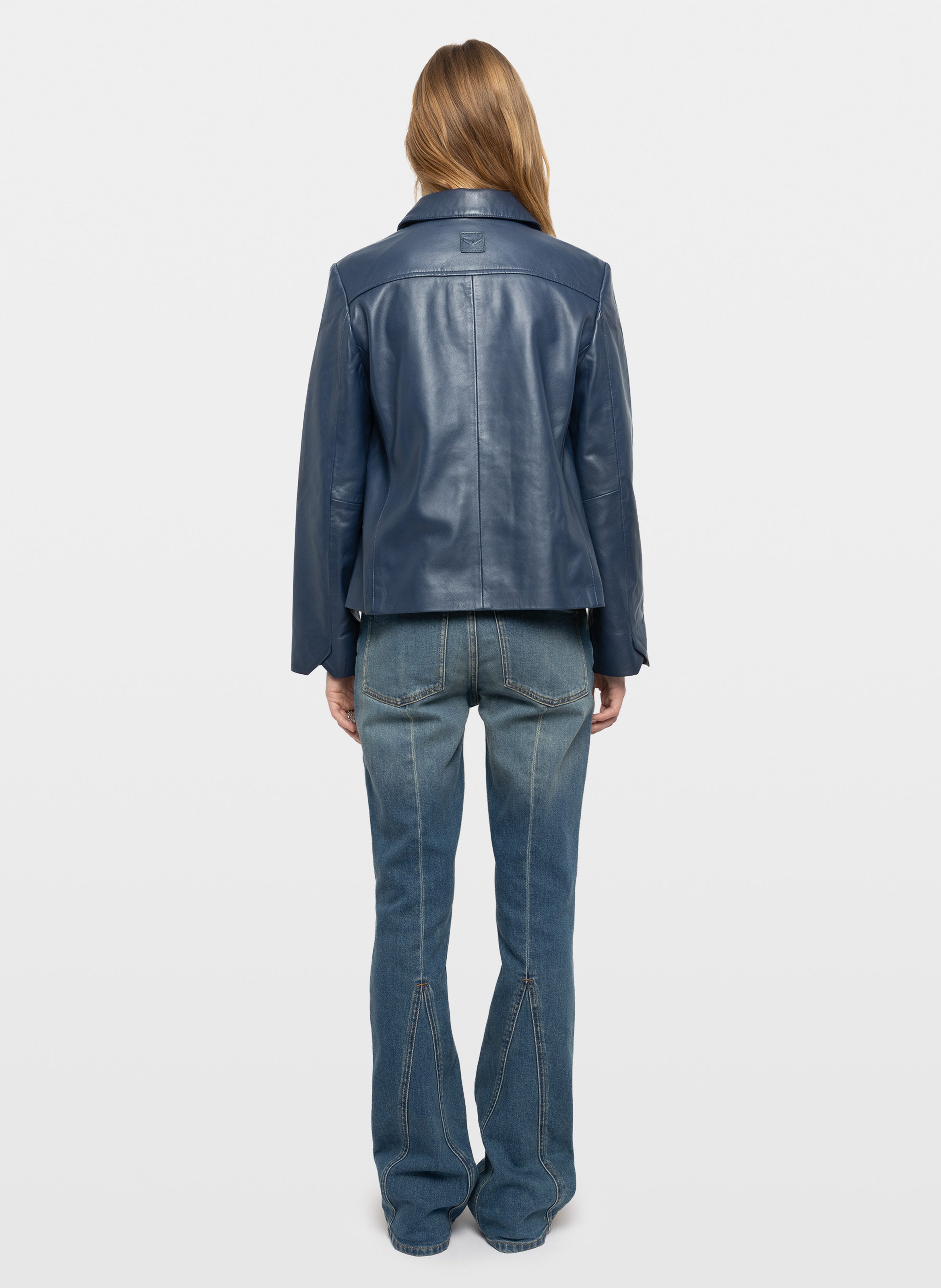 Veste col classique en cuir liamys ZADIG&VOLTAIRE Bleu