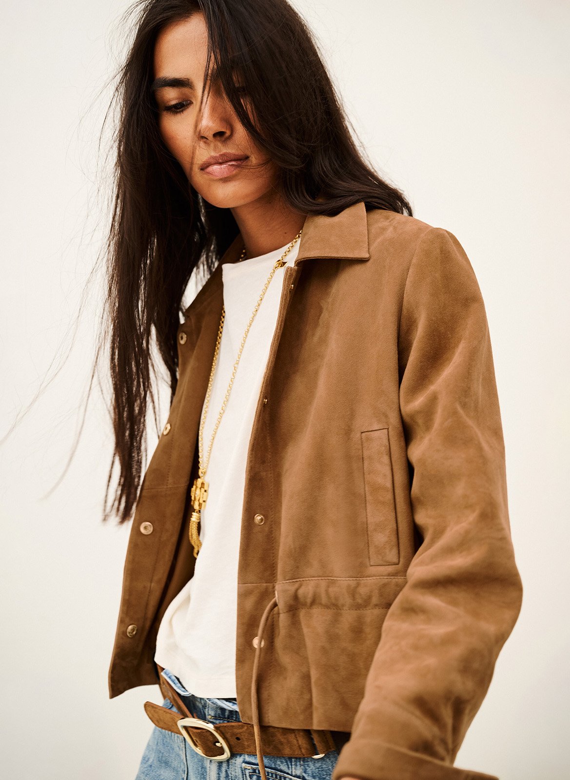 Veste courte cintrée en cuir manita BA&SH Marron