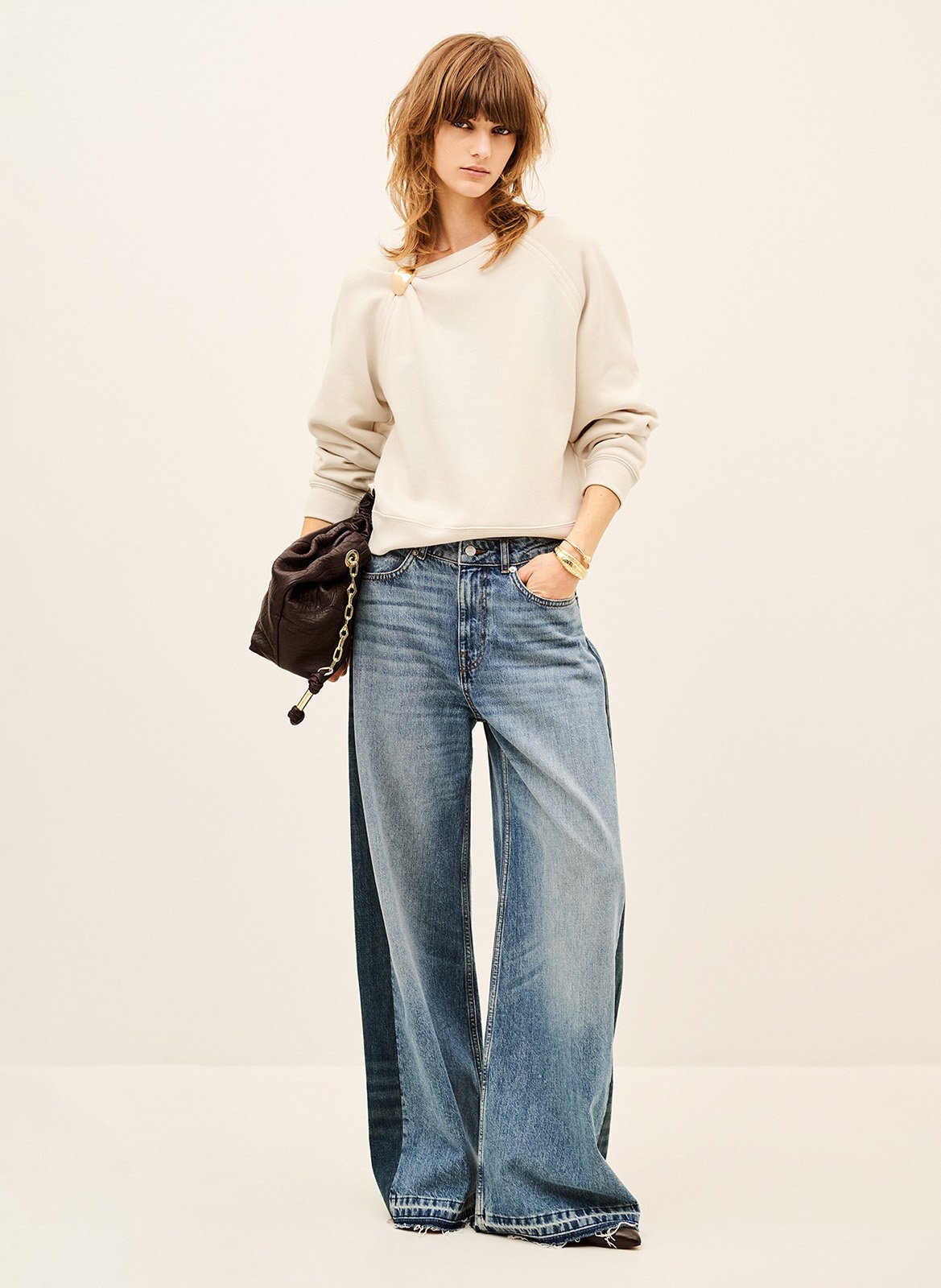 Rechte sweater van katoenmix Della BA&SH Beige