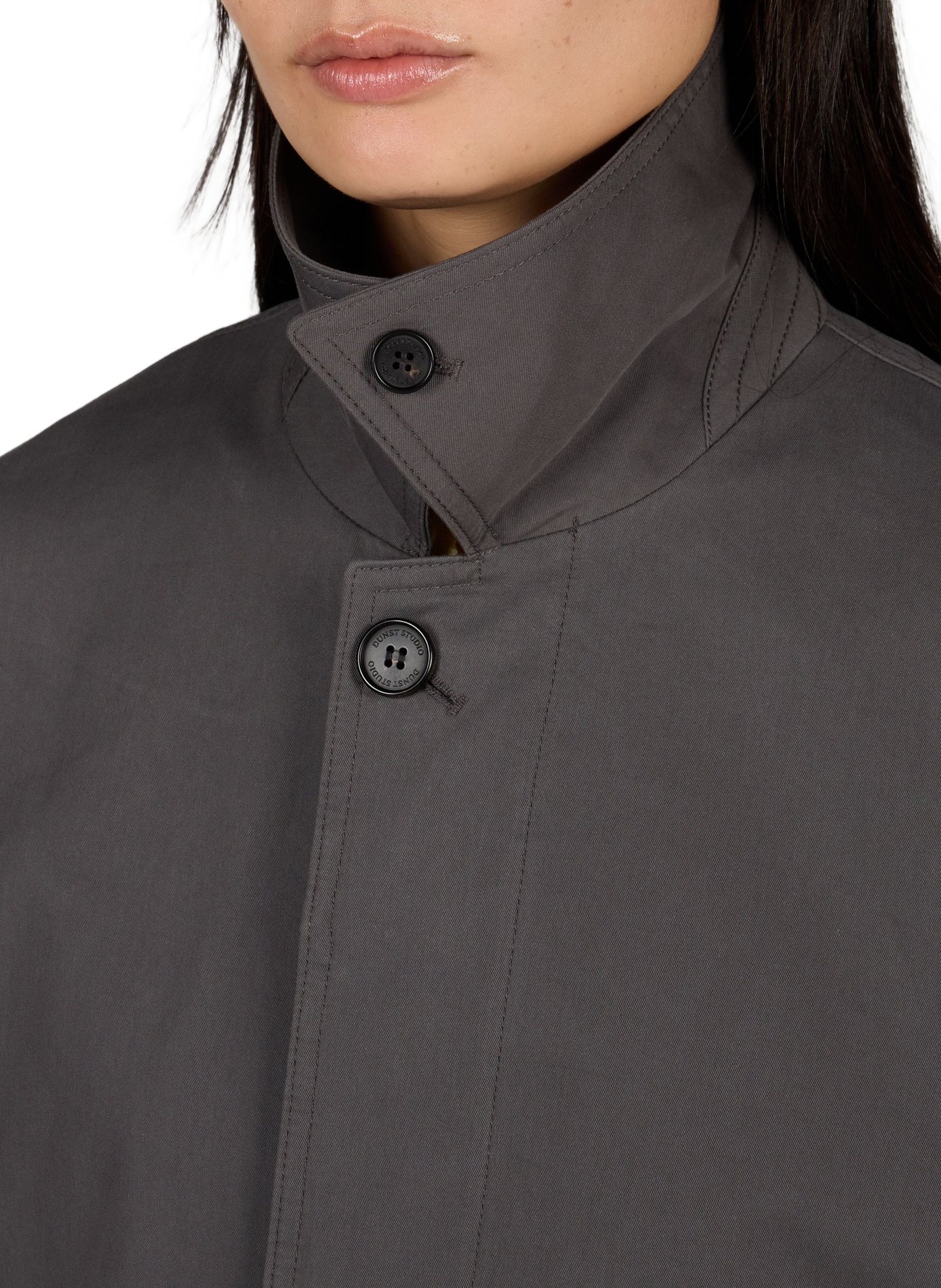 Mid-length coat in blended cotton. DUNST Grey
