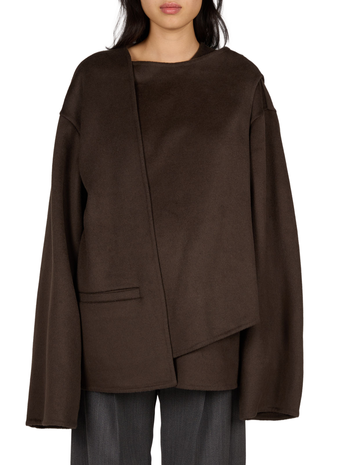 Short Astra coat in wool, alpaca and silk VIKTORIA CHAN Brown