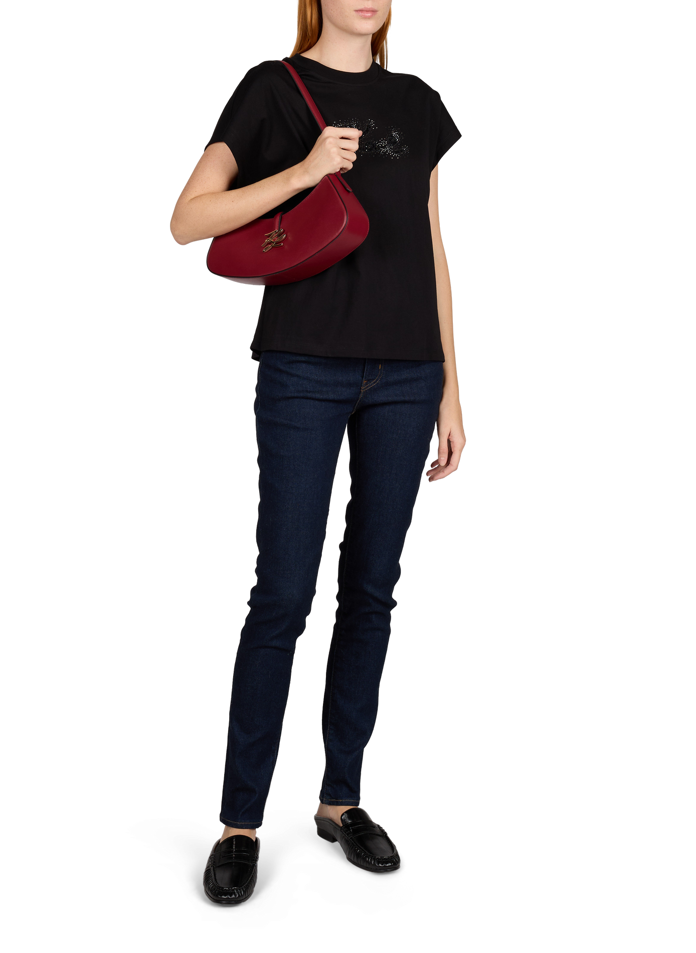 K/Autograph leather shoulder bag KARL LAGERFELD Red