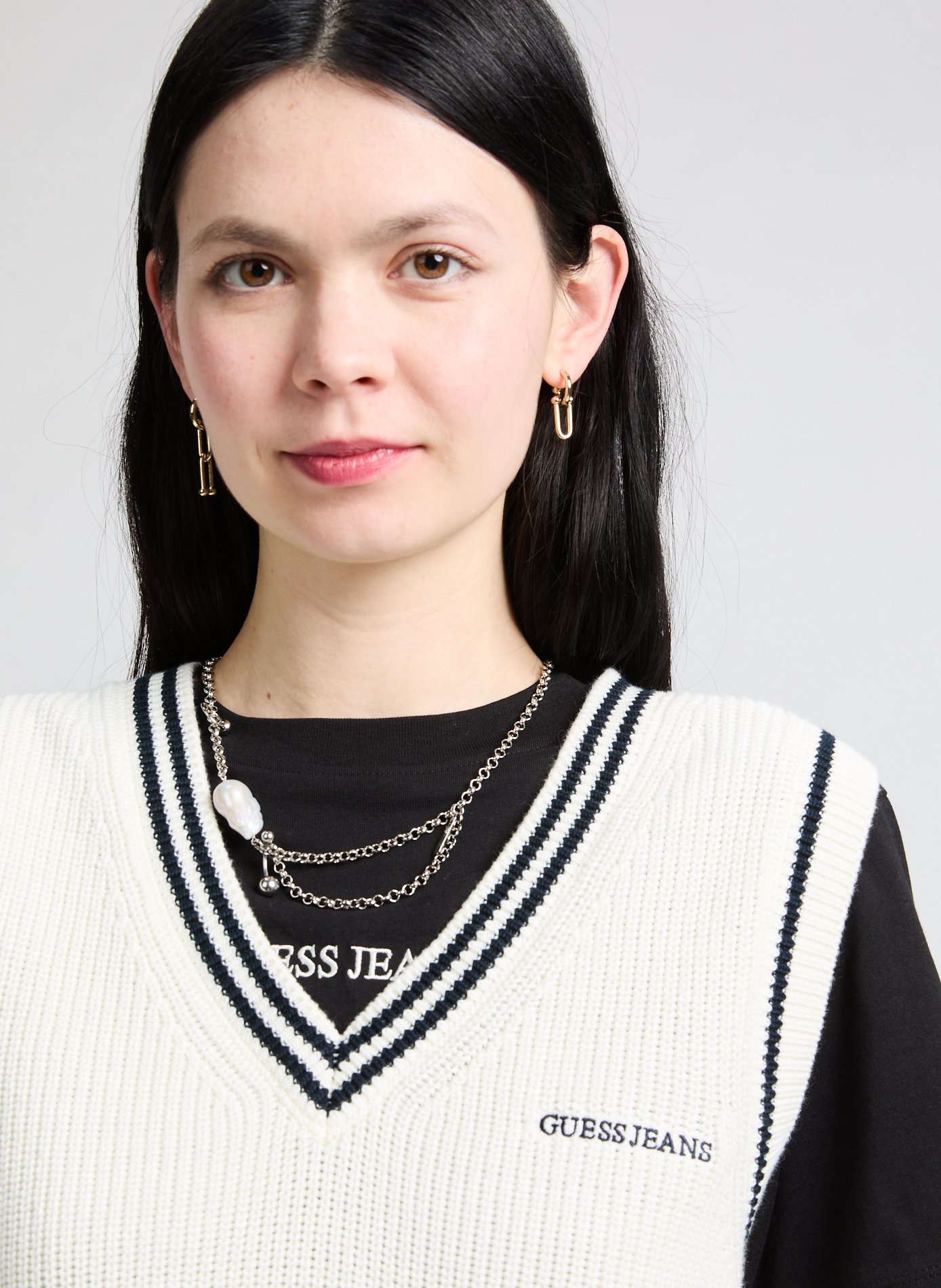 Sleeveless cotton jumper GUESS Beige