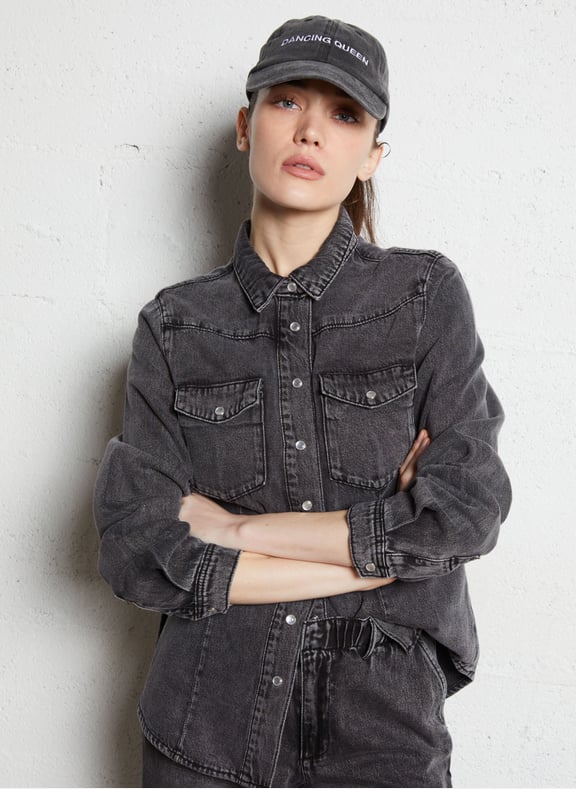 Chemise droite en coton bloum Gris by MAISON 123 MAISON 123 Chemise droite en coton bloum Gris