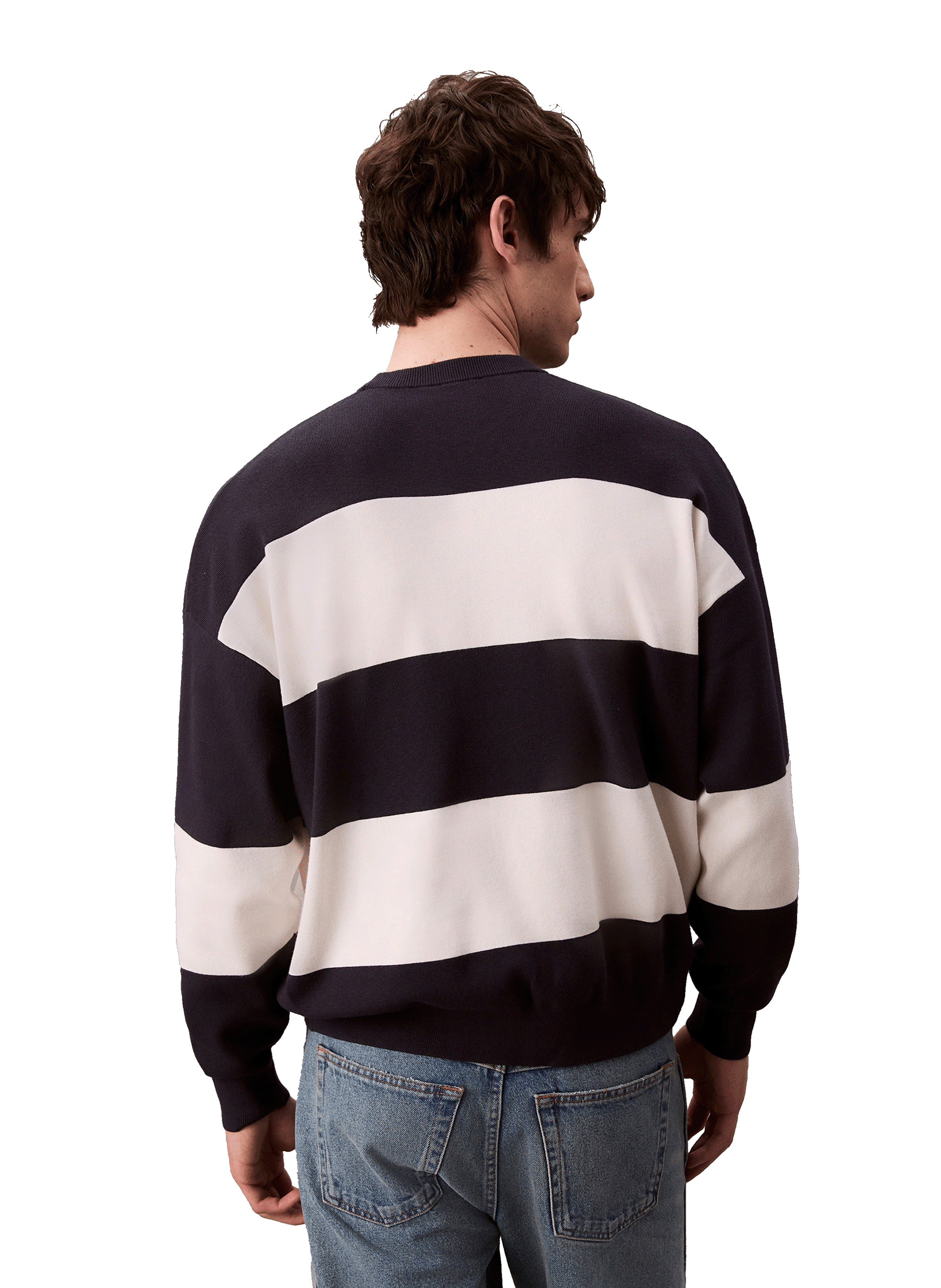 Pull col rond à rayures  CALVIN KLEIN Noir