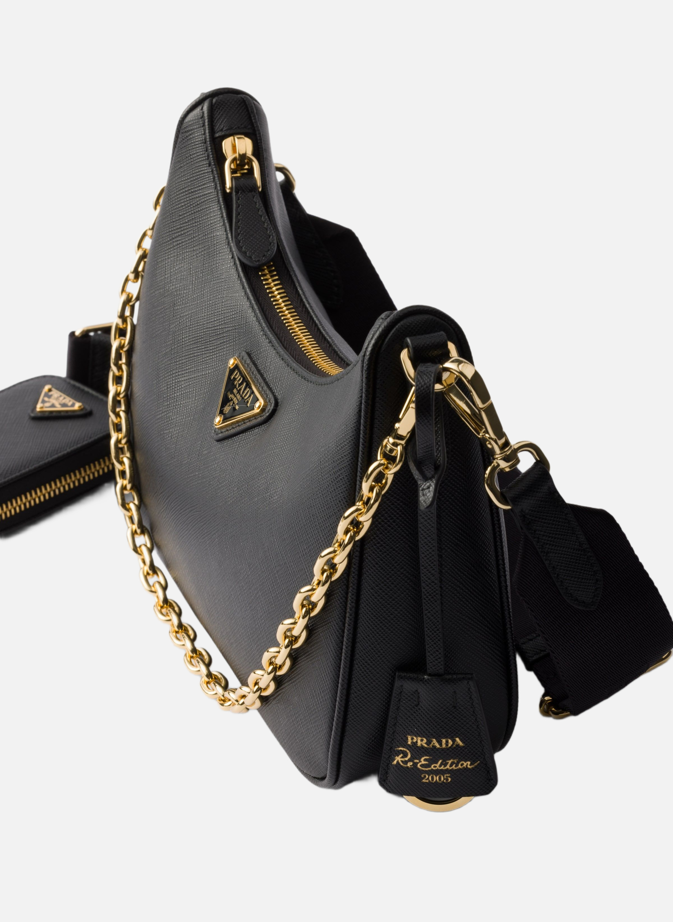 Sac prada re-edition 2005 en cuir saffiano PRADA Noir