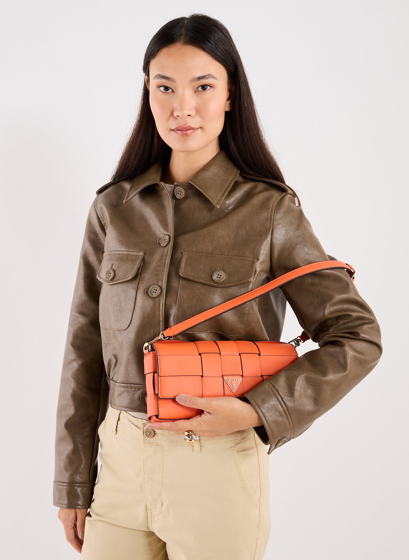 Sac à main Maylee tressé GUESS Orange