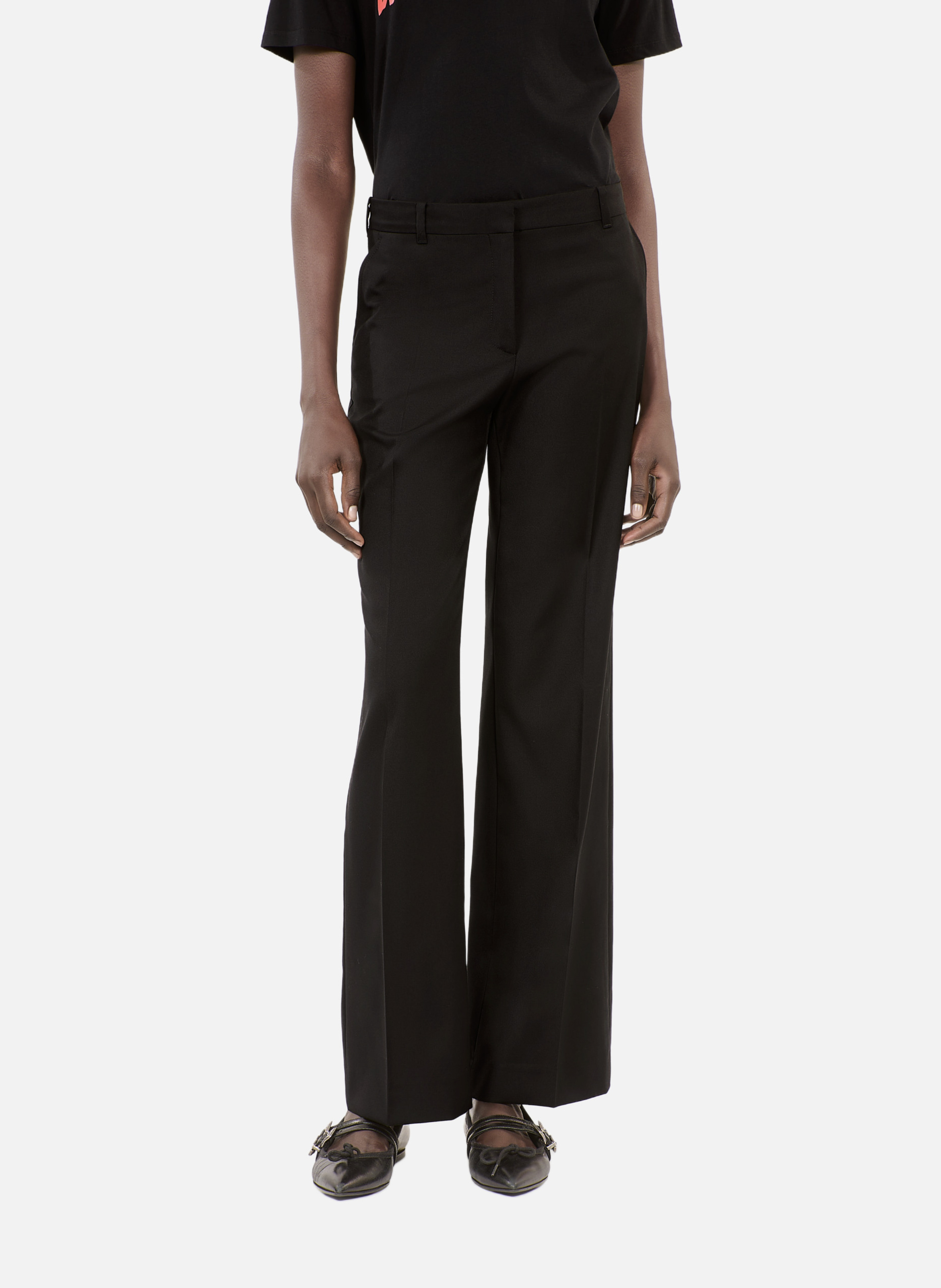 Pantalon de tailleur en laine coupe droite NoirTHE KOOPLES