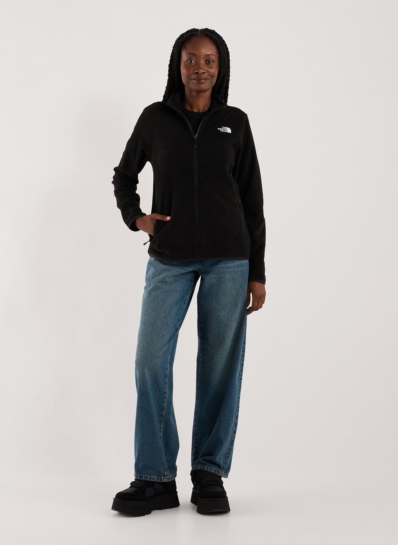 Straight fleece jacket with high collar THE NORTH FACE Black