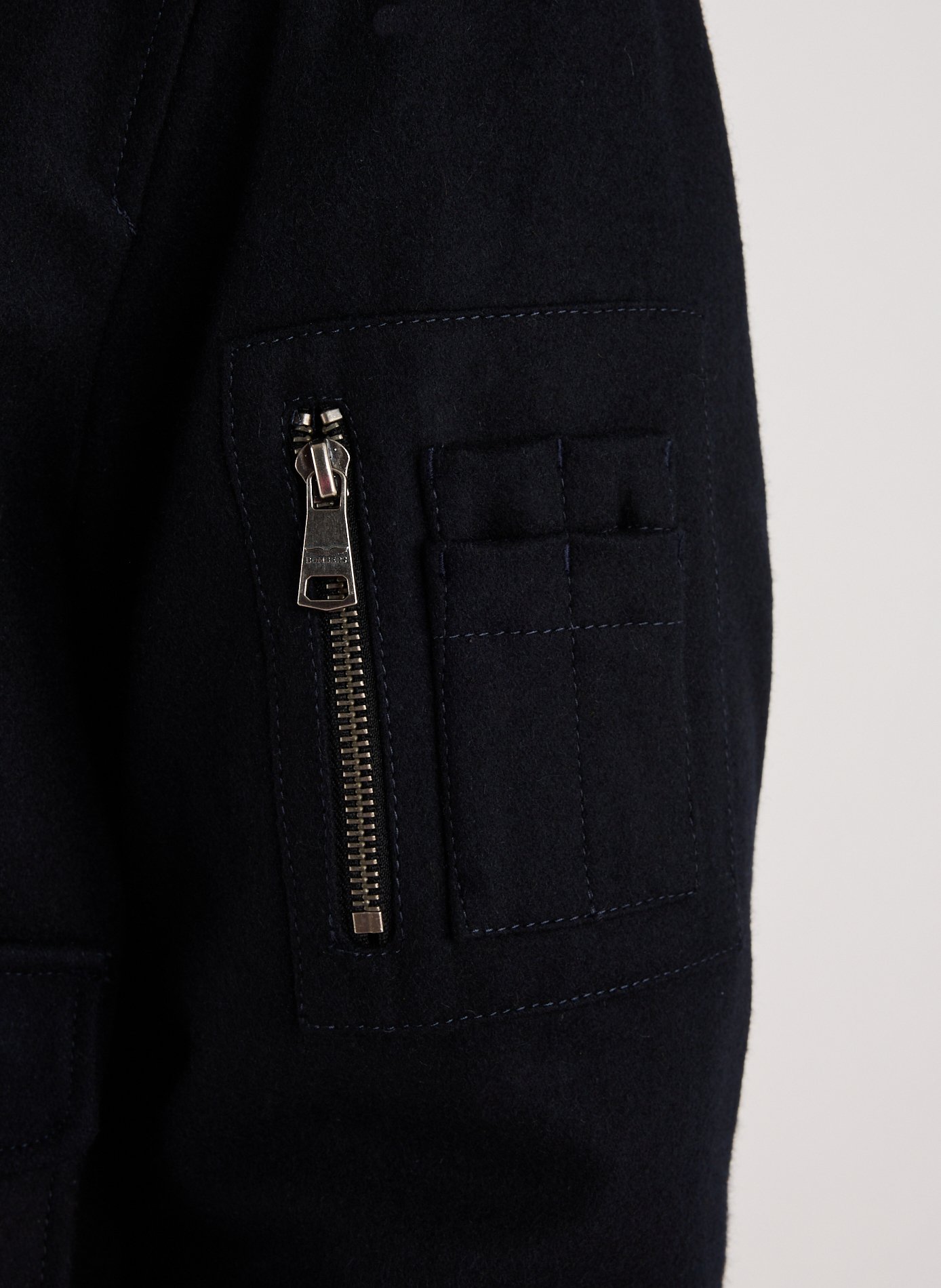 Veste ample à col contrasté en laine mélangée BOMBERS ORIGINAL Bleu