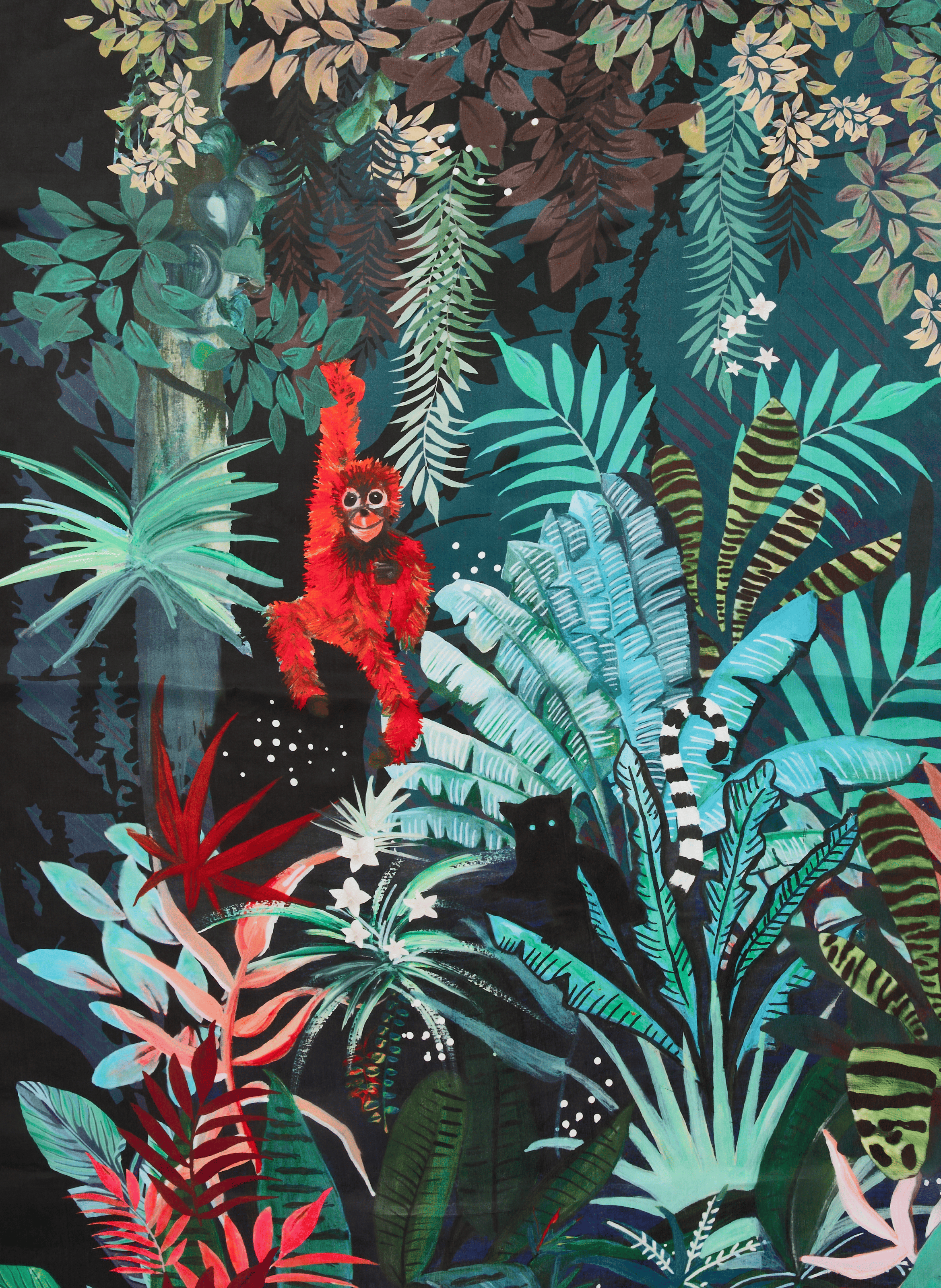 Foulard imprimé floral en soie WILD Bleu