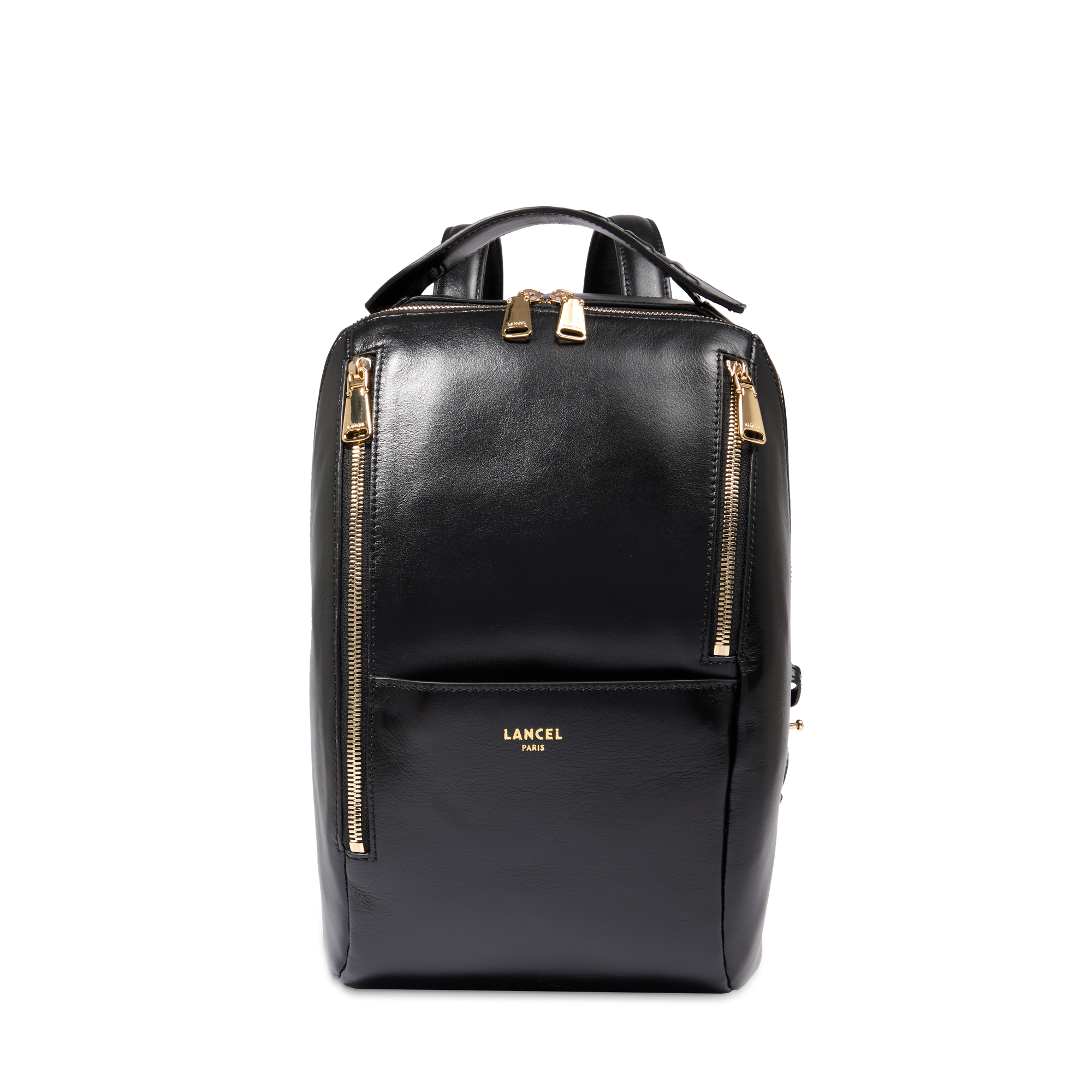 Sac à dos zippé s origami de lancel en cuir LANCEL Noir