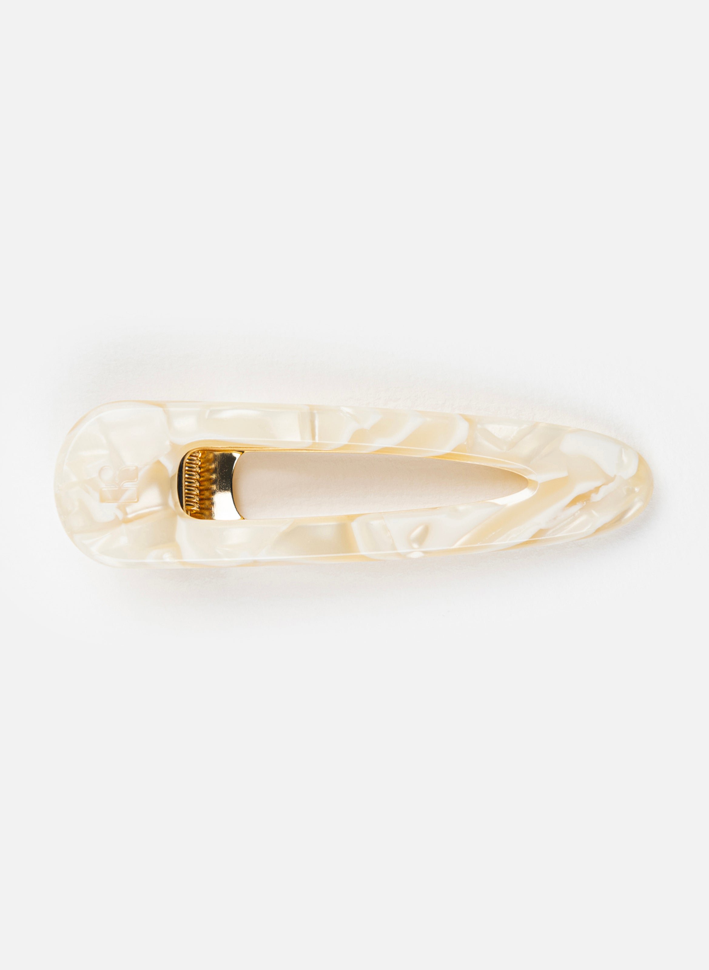 Barrette à cheveux triangle en acétate de cellulose et acier inoxydable KURAGE GINZA Beige